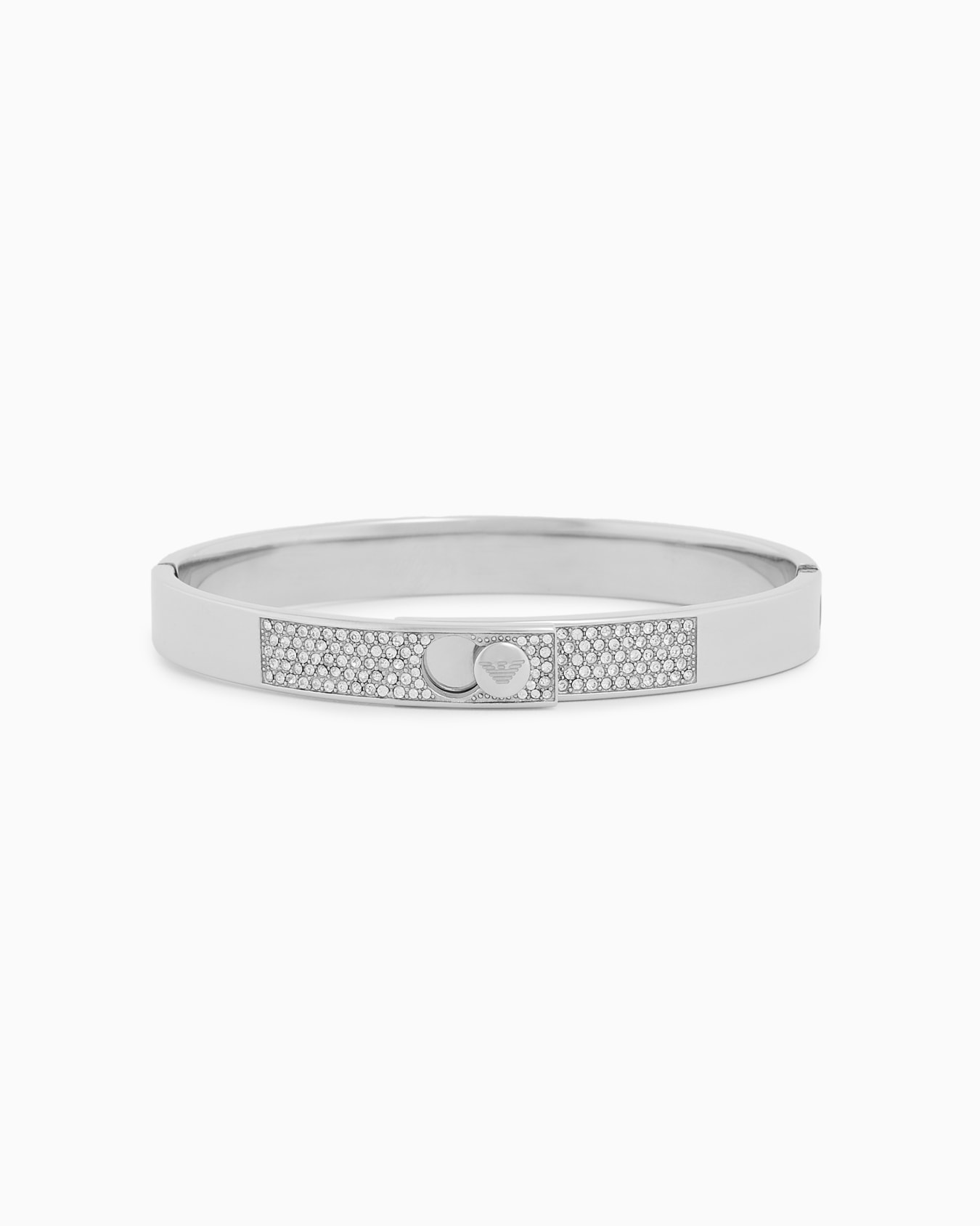 Stainless Steel with Crystals Setted Bangle Bracelet Slide 0