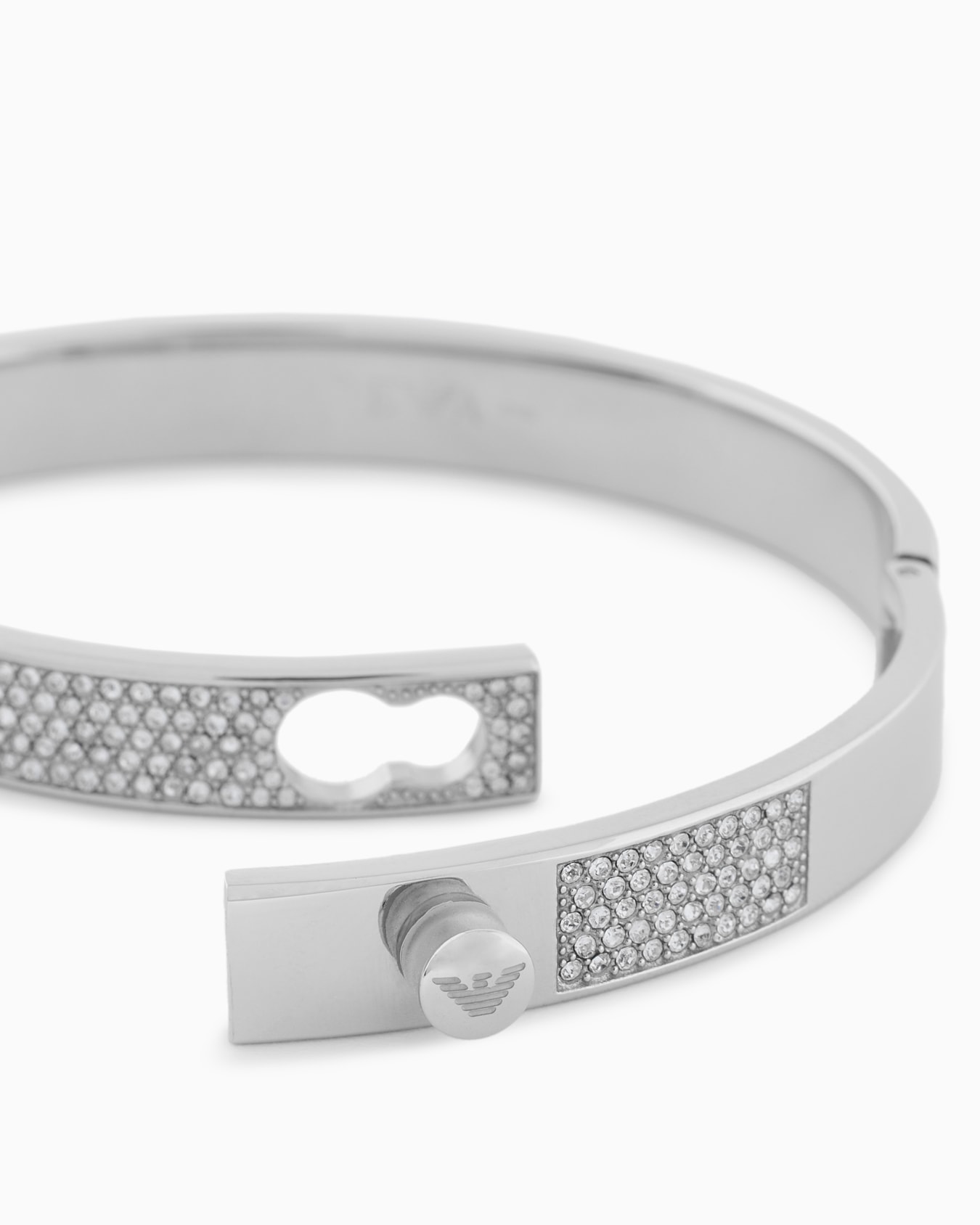 Stainless Steel with Crystals Setted Bangle Bracelet Slide 2