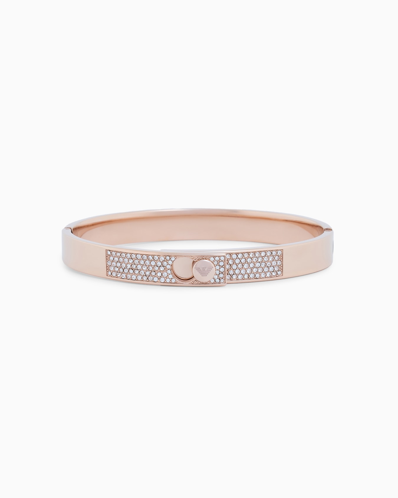 Armspange aus roségoldfarbenem Edelstahl mit Kristallen Folie 0