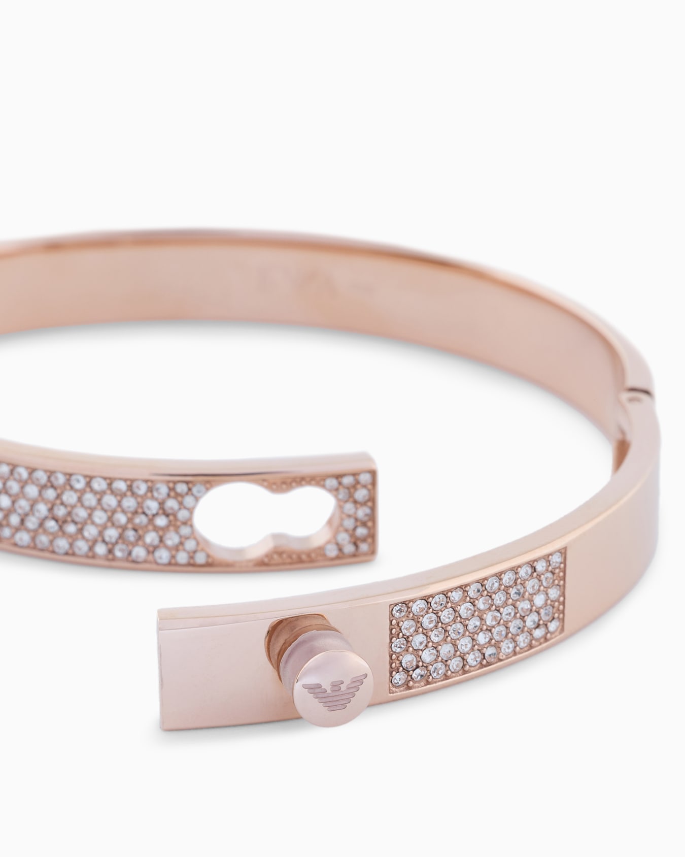 Armspange aus roségoldfarbenem Edelstahl mit Kristallen Folie 2