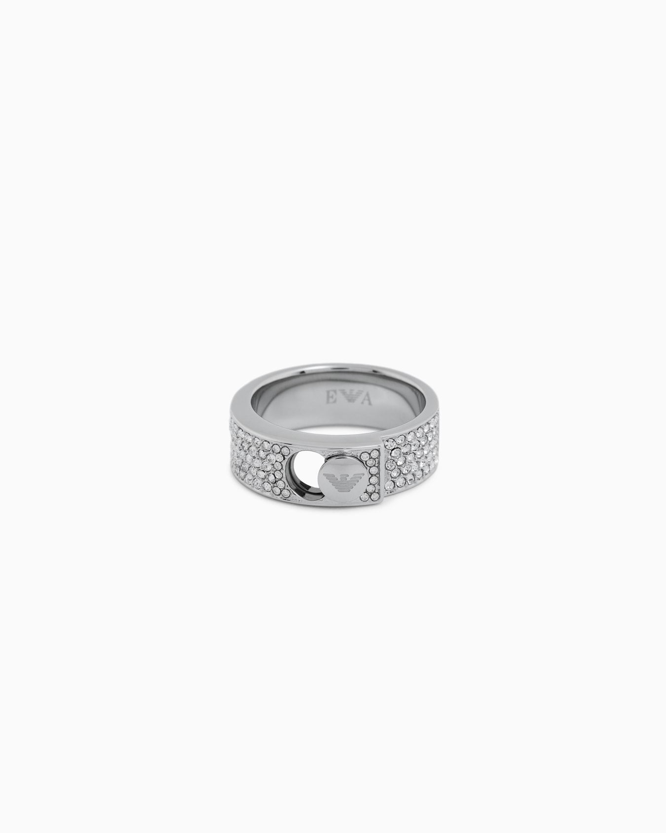 Bague anneau en acier inoxydable sertie de cristaux Diapositive 0