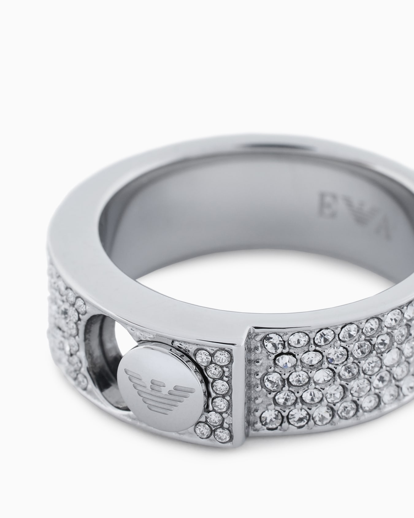 Bague anneau en acier inoxydable sertie de cristaux Diapositive 2