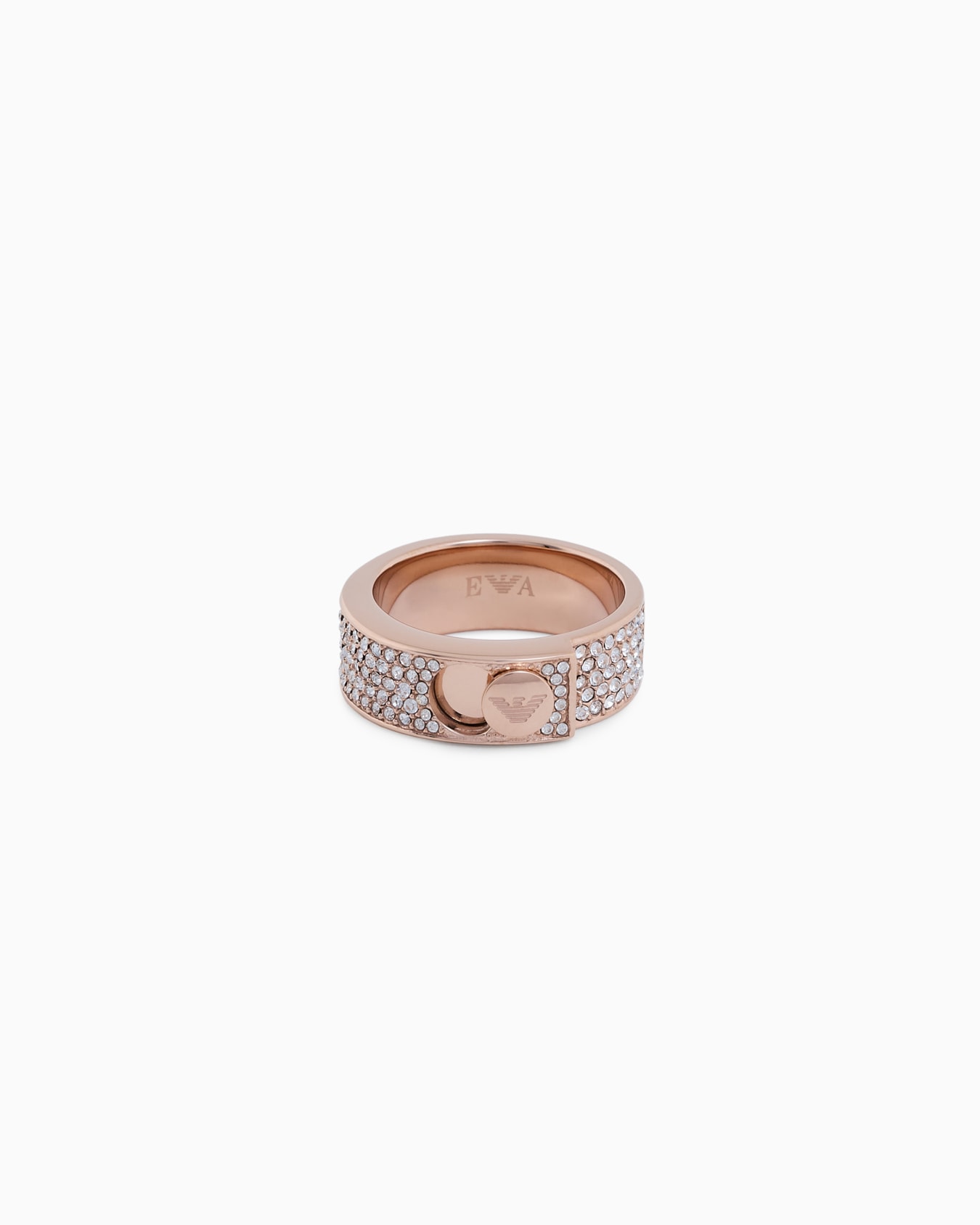 Alianza de acero inoxidable en tono rosa dorado con cristales engastados Diapositiva 0