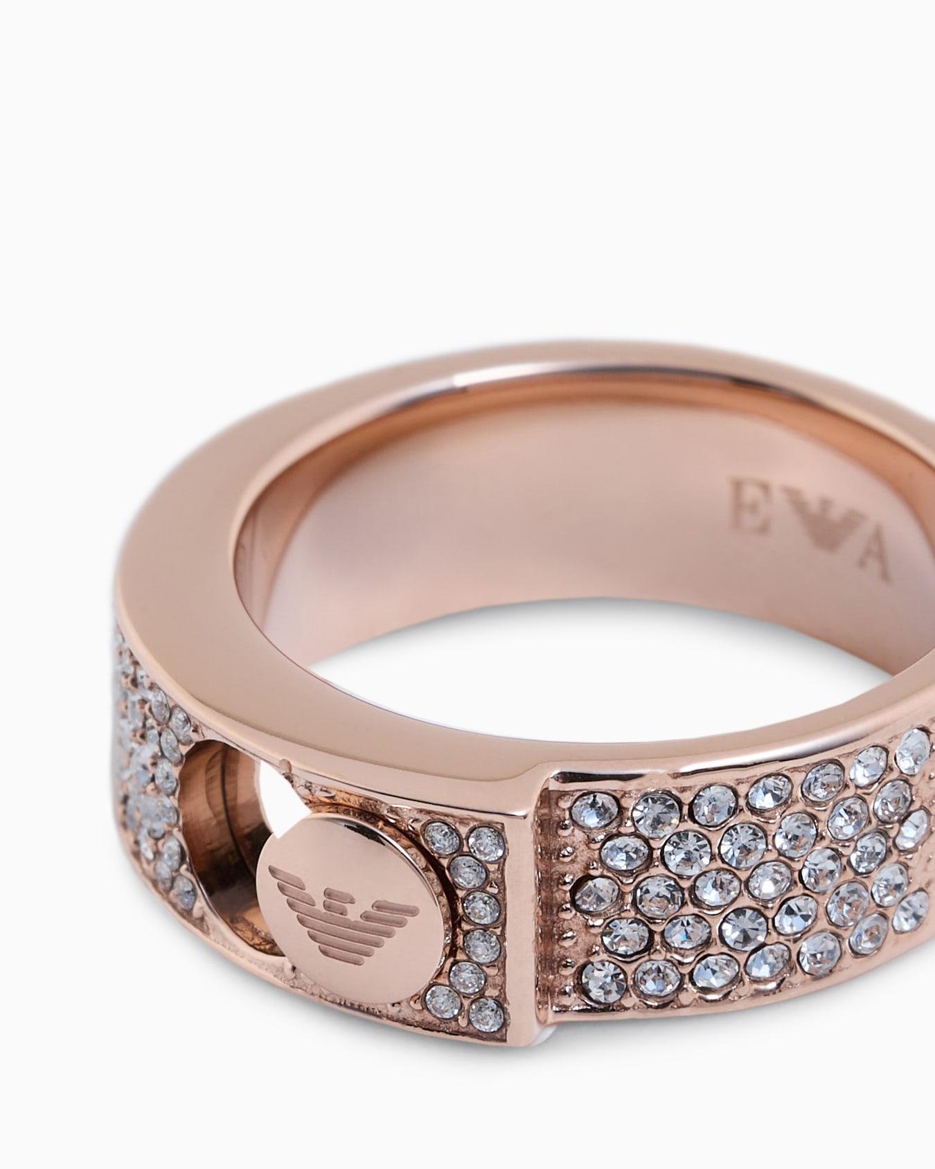 Alianza de acero inoxidable en tono rosa dorado con cristales engastados Diapositiva 2