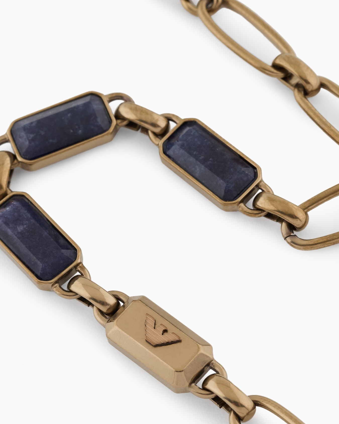  Blue Stone with IP Antique Gold-Plating Chain Bracelet Slide 2
