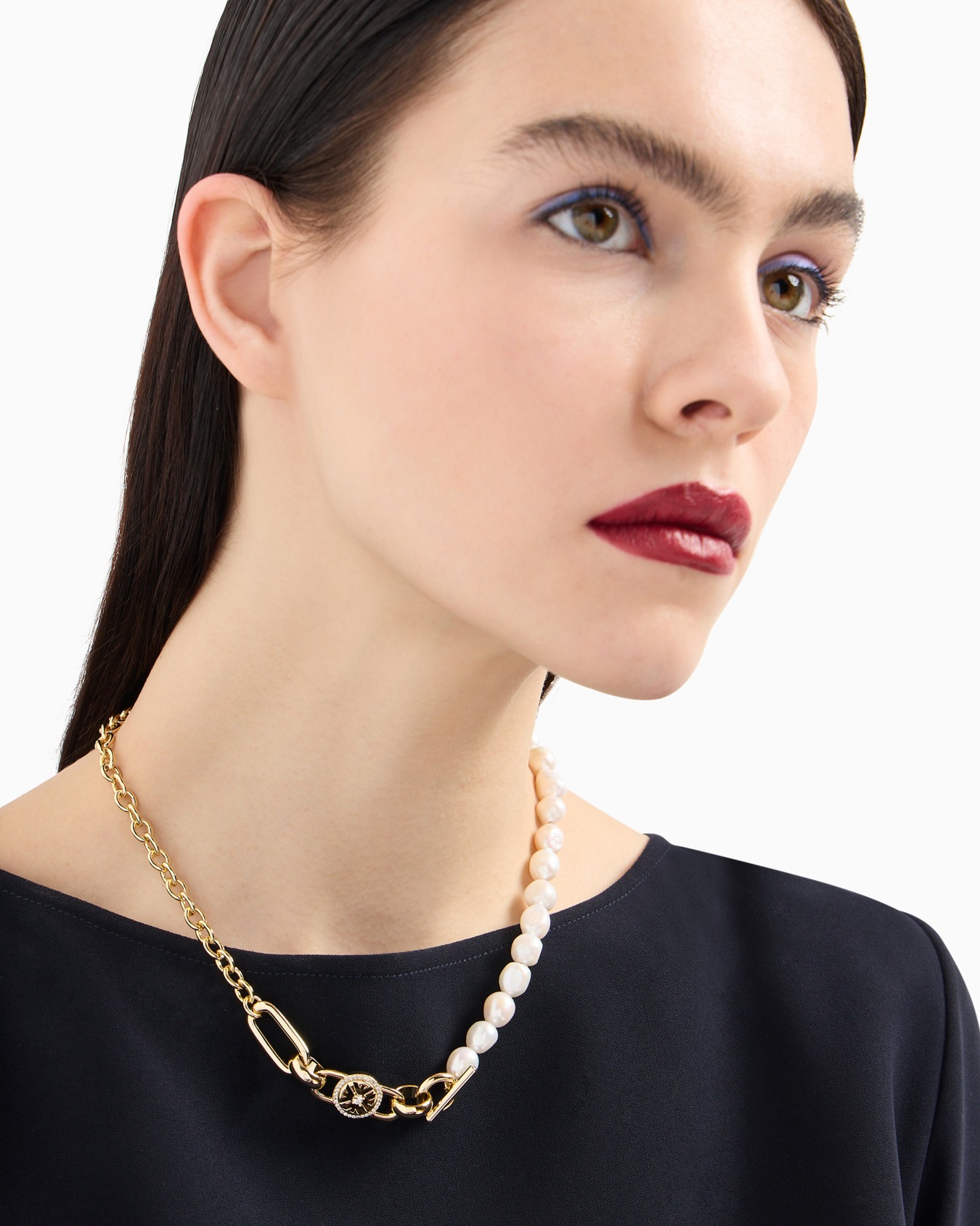 Gold-Tone Brass Station Necklace Slide 1