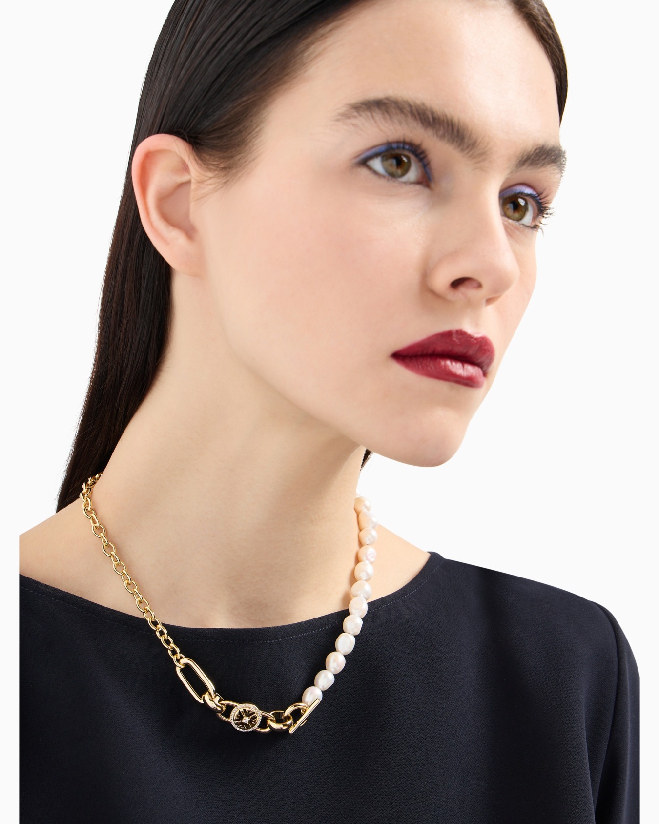 Gold-Tone Brass Station Necklace Slide 3