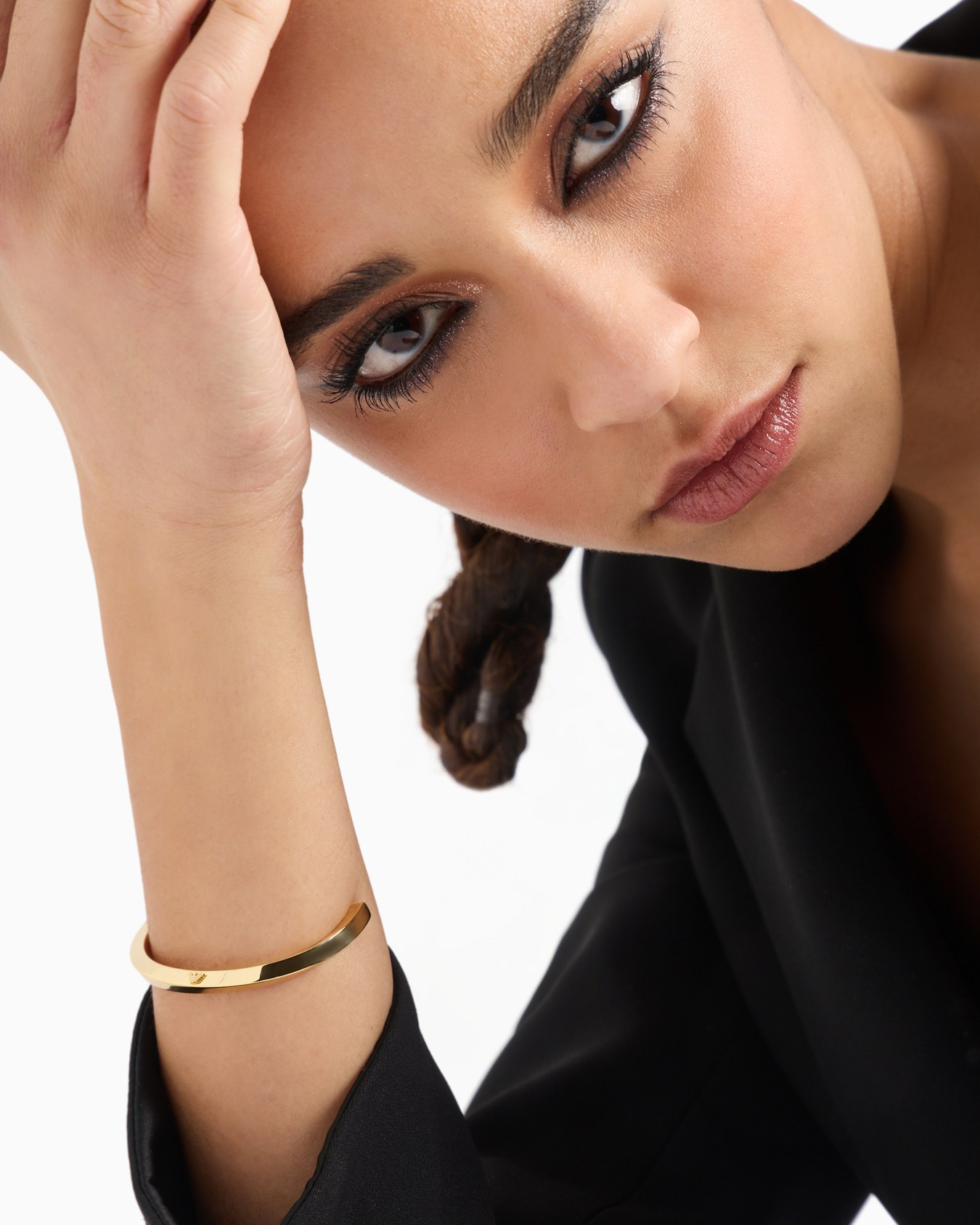 Bracciale rigido in ottone color oro Slide 1