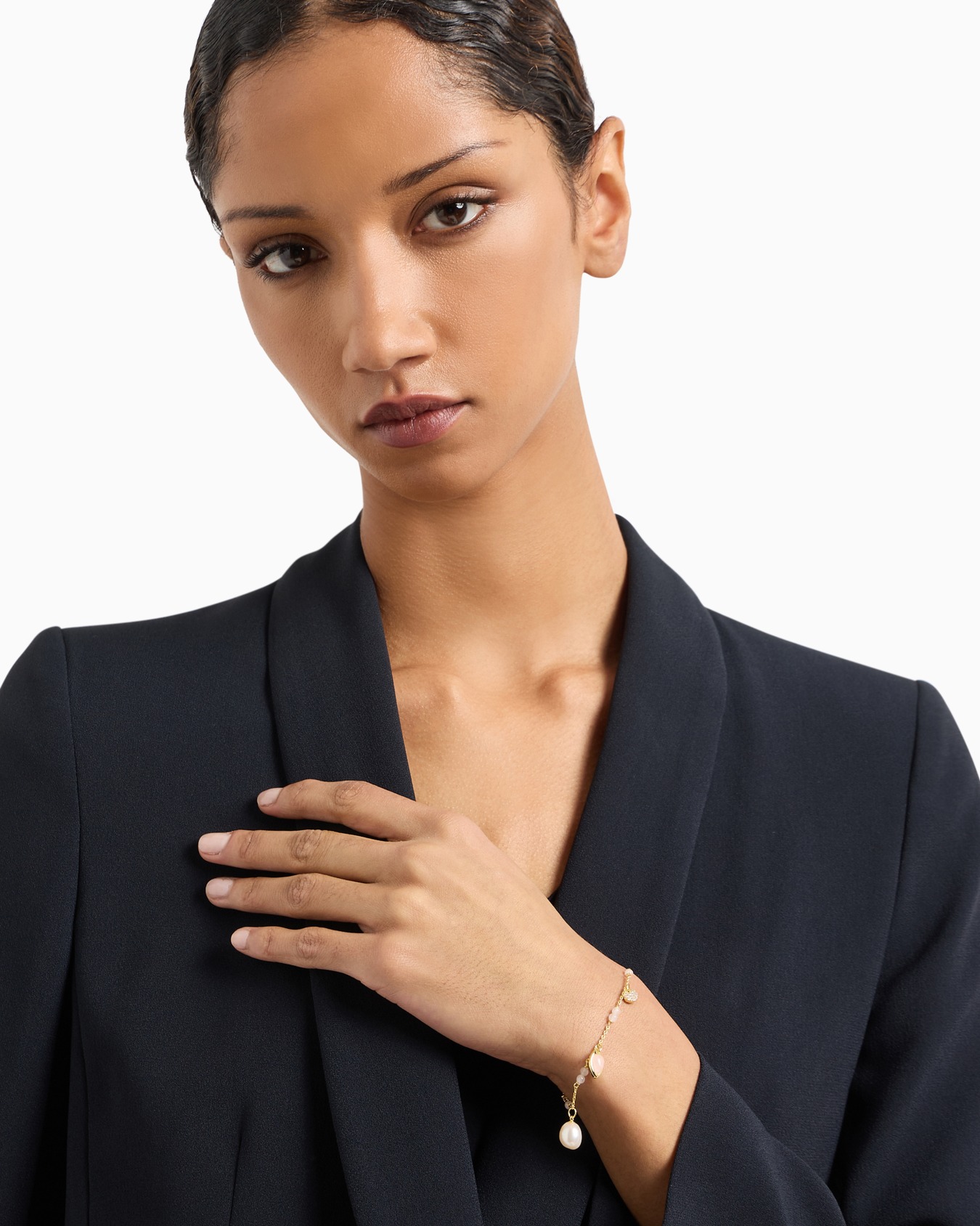  Gold-Tone Brass Station Bracelet Slide 1