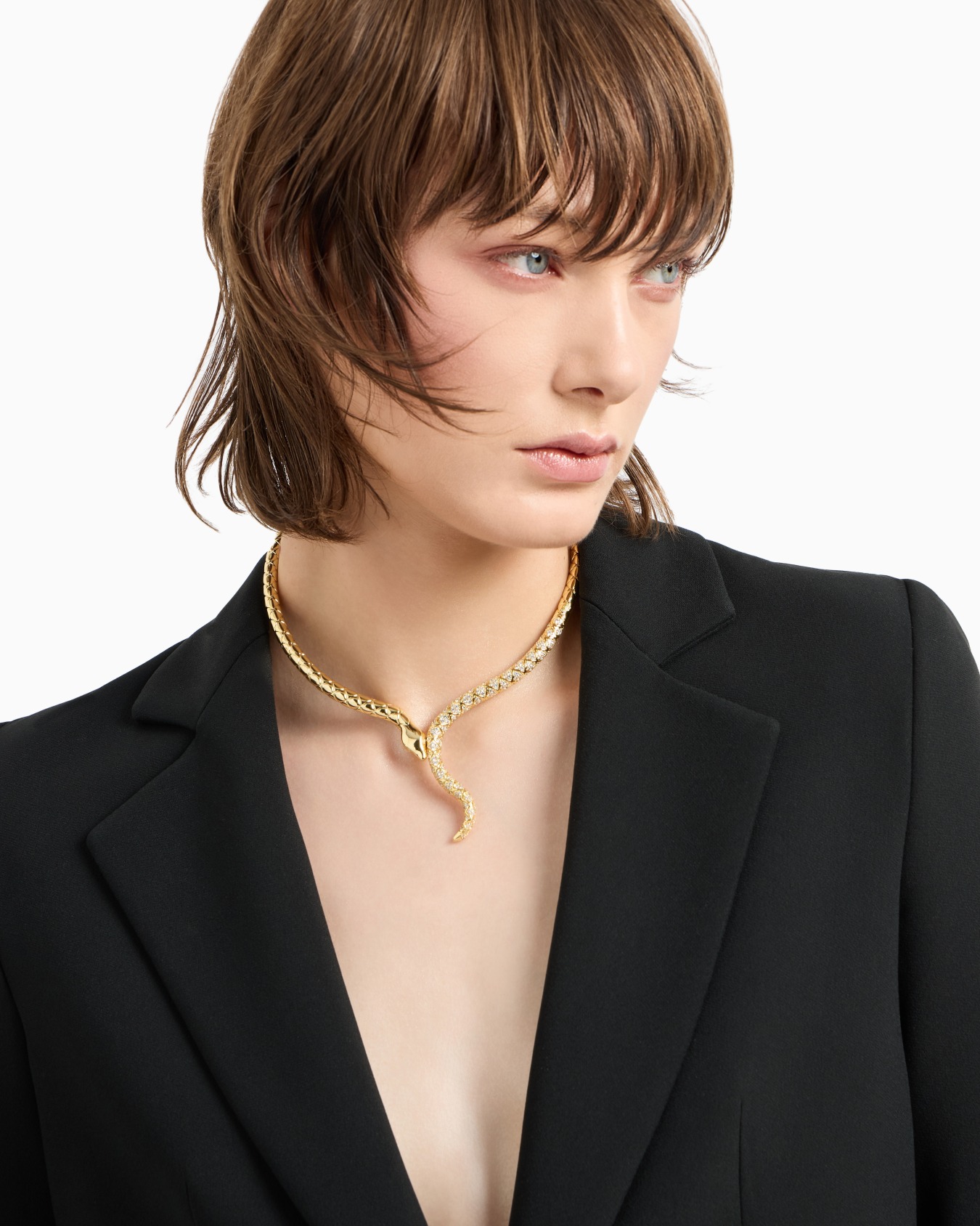 Collar tipo cuello de latón color dorado Diapositiva 1