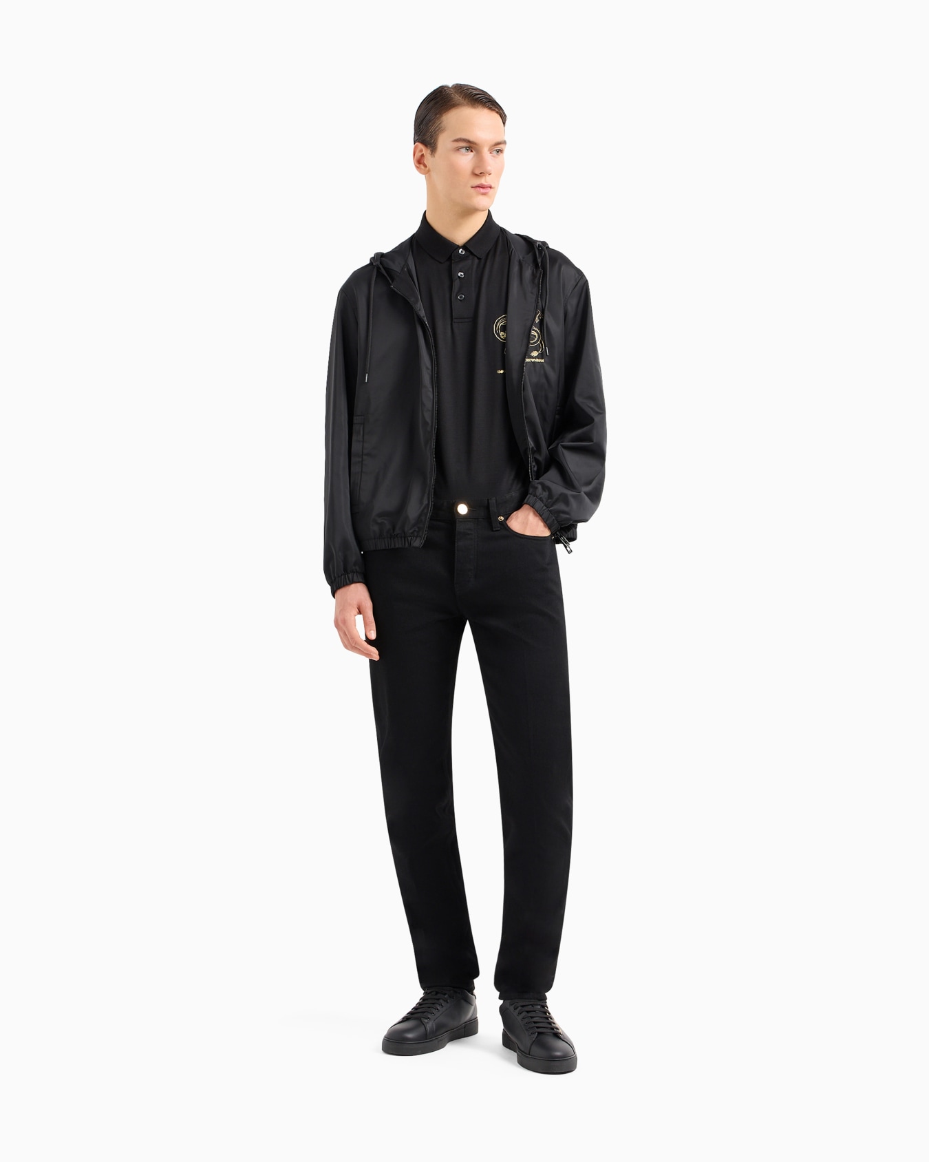 J75 Slim-fit stretch denim jeans with gold details Slide 1