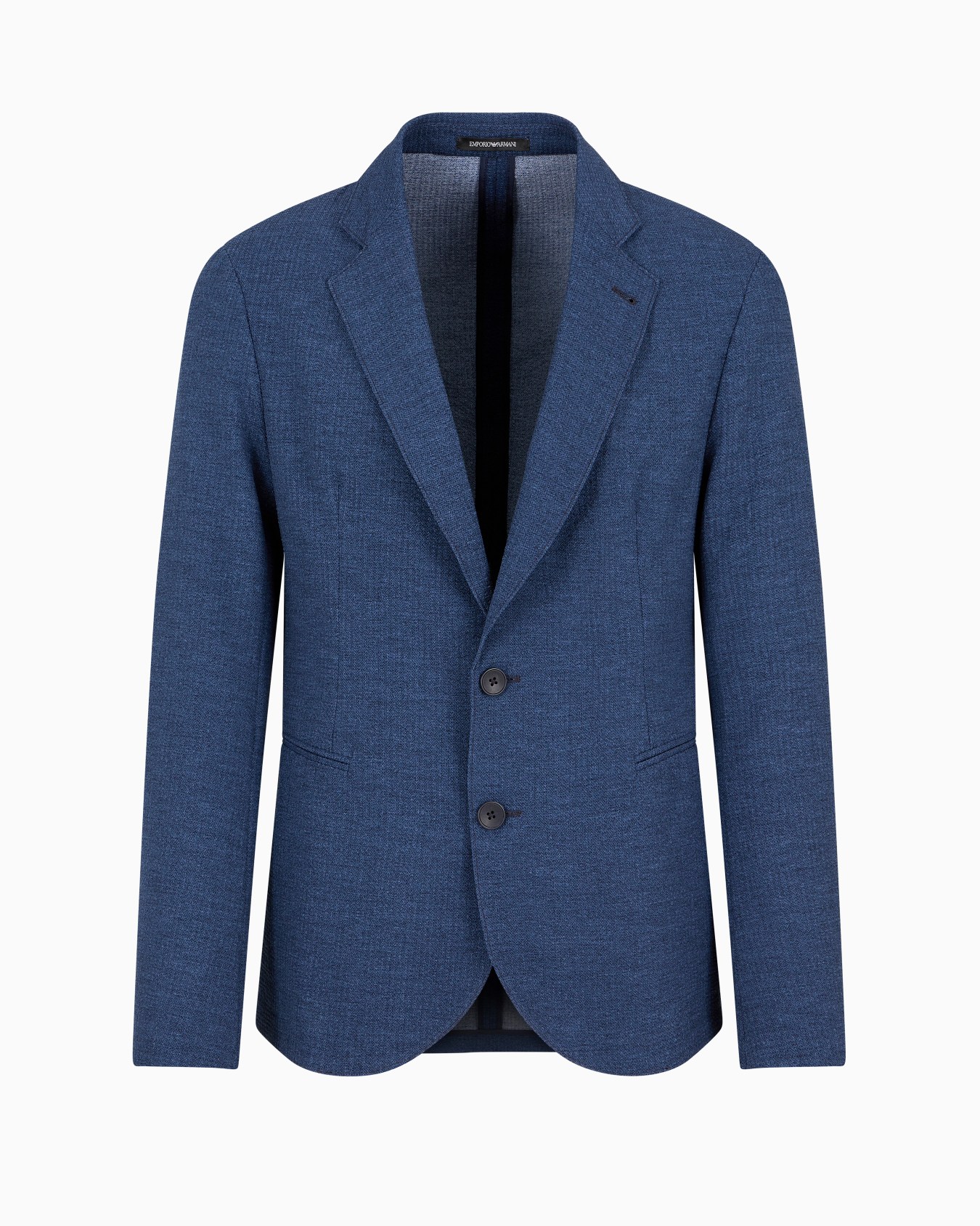 Printed technical seersucker single-breasted jacket Slide 0