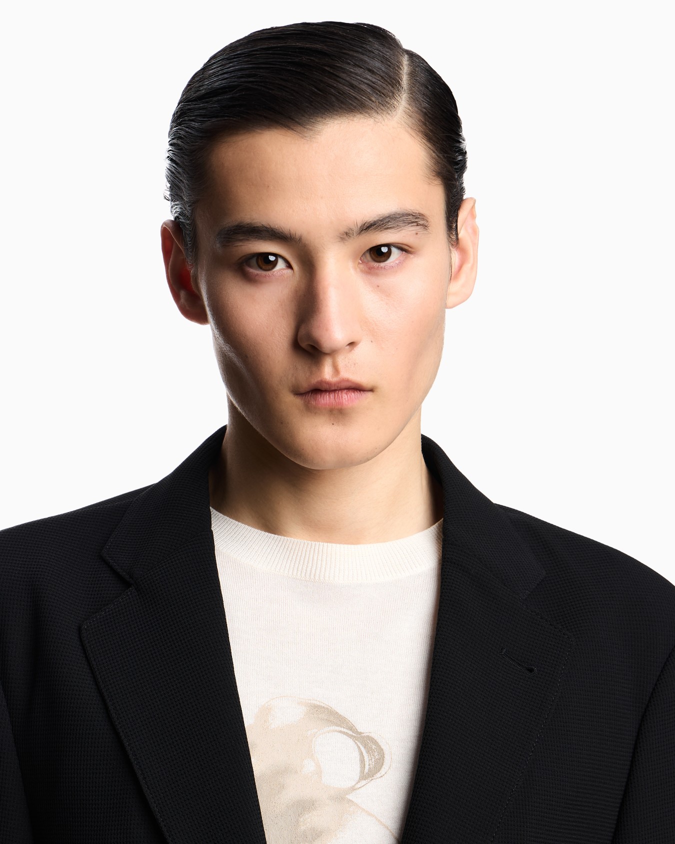Icon single-breasted jacket in piqué-effect micro-textured crêpe jersey Slide 4