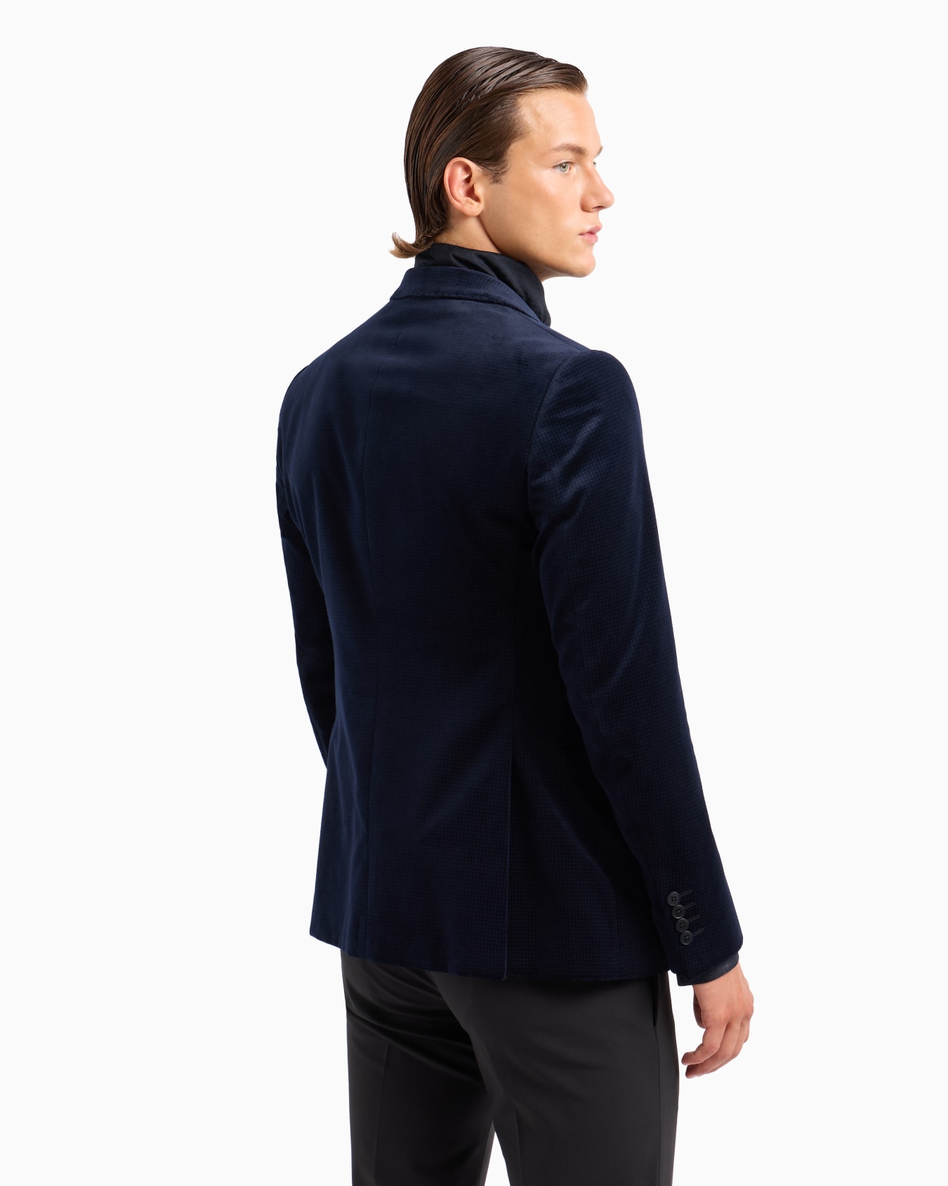 Schmal geschnittenes, einreihiges Slim Fit Sakko aus glattem Samt mit Allover-Print Folie 2