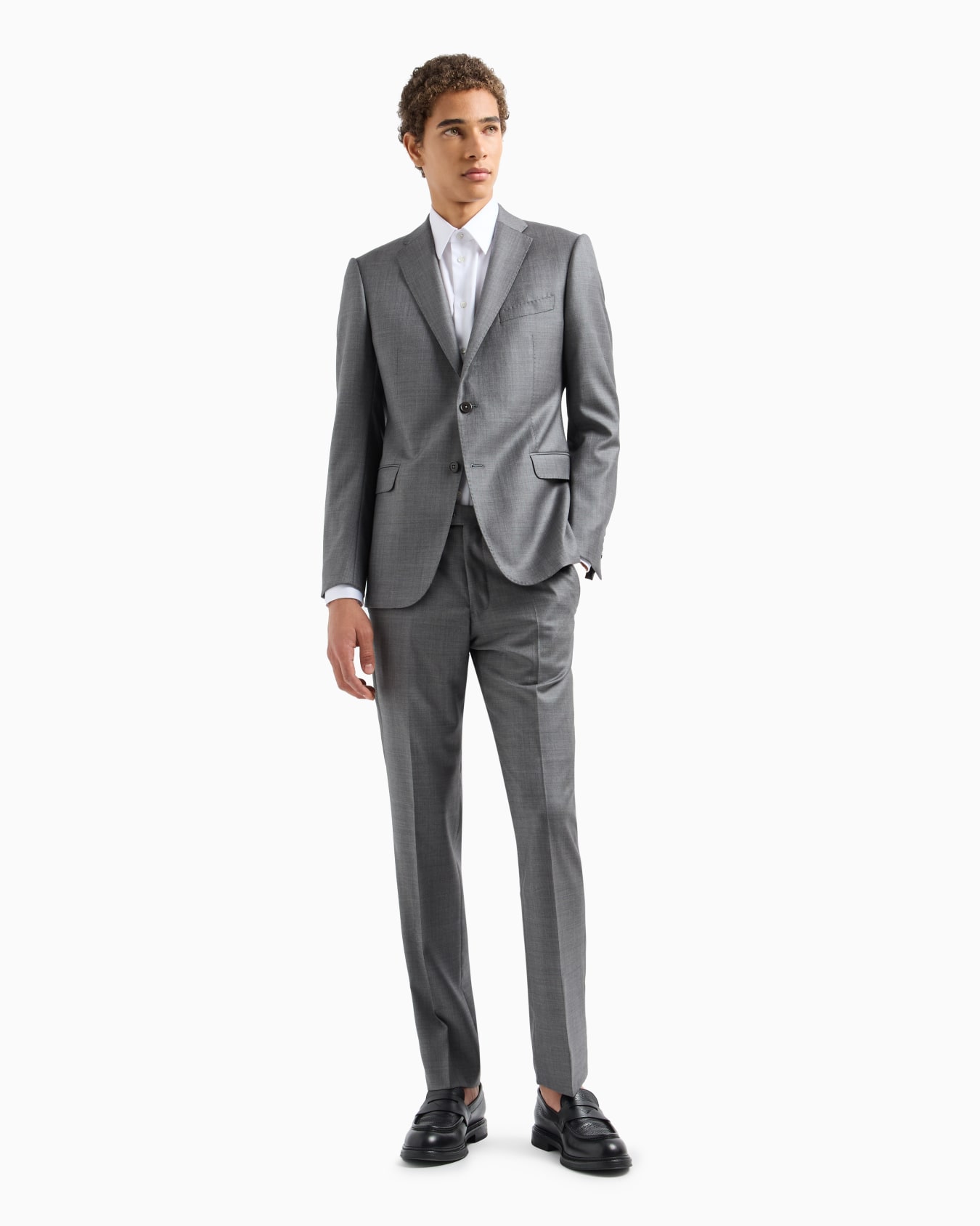 Single-breasted suit in a silky-finish grisaille Slide 1