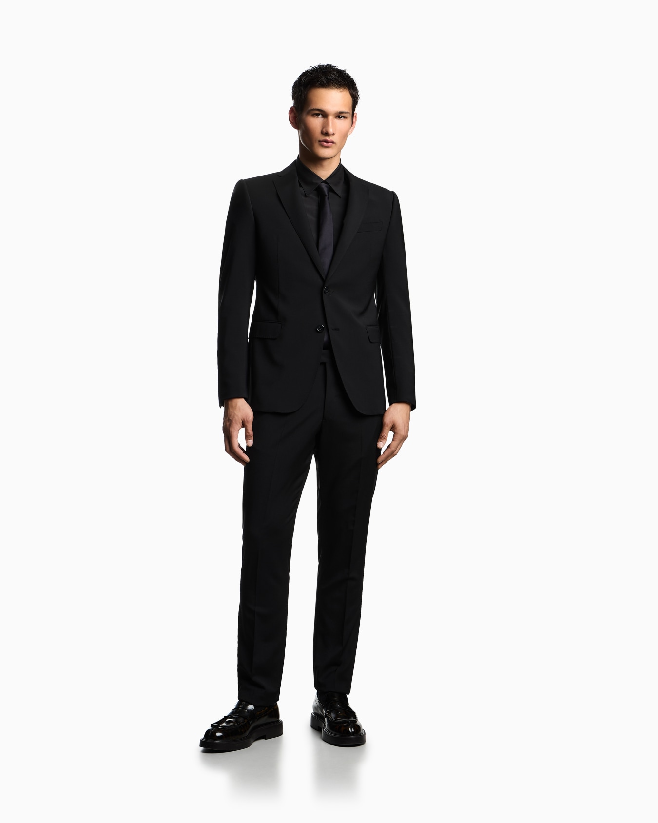Costume à simple boutonnage en laine froide tropicale naturelle stretch Diapositive 1