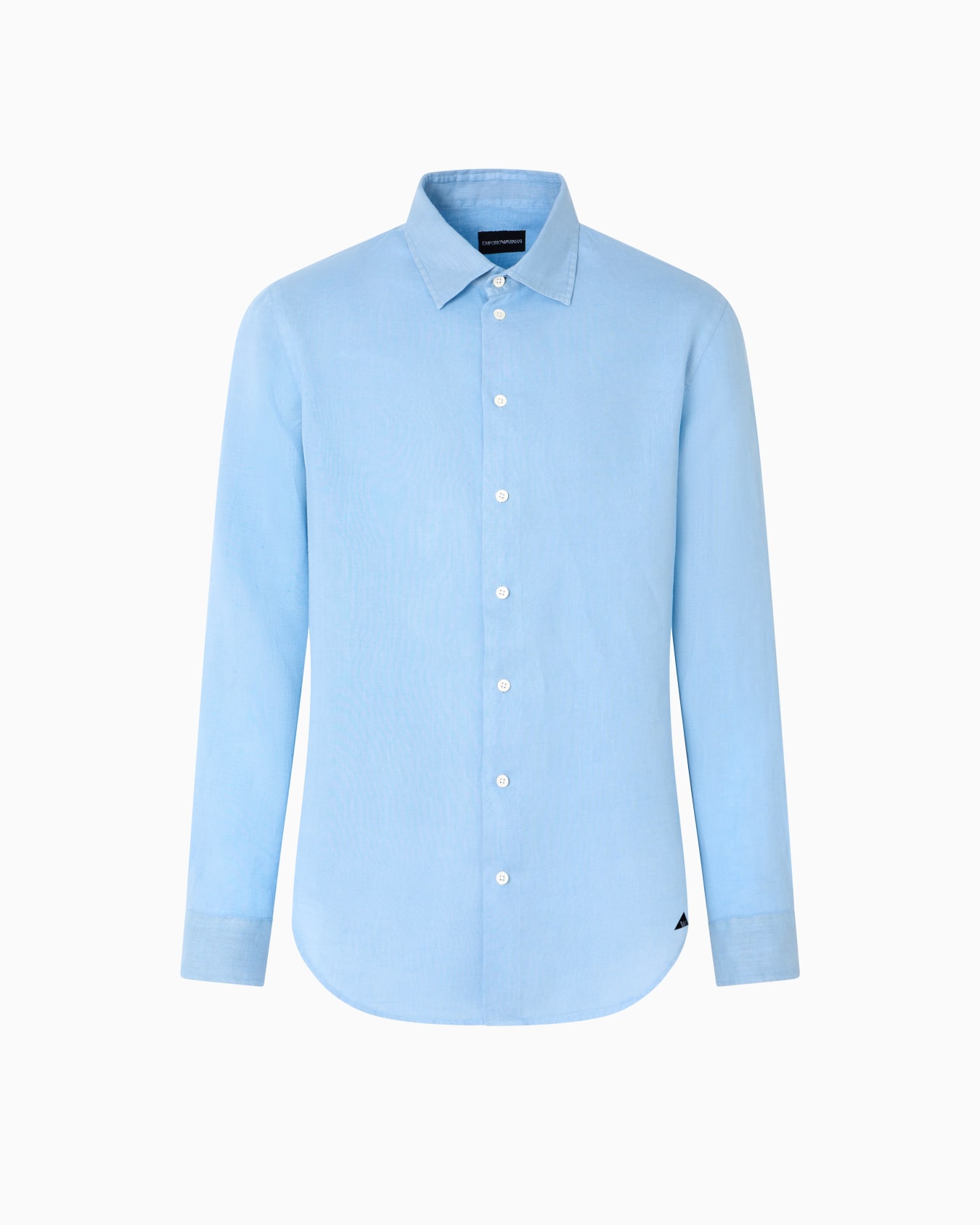 Garment-dyed linen shirt with French collar Slide 0
