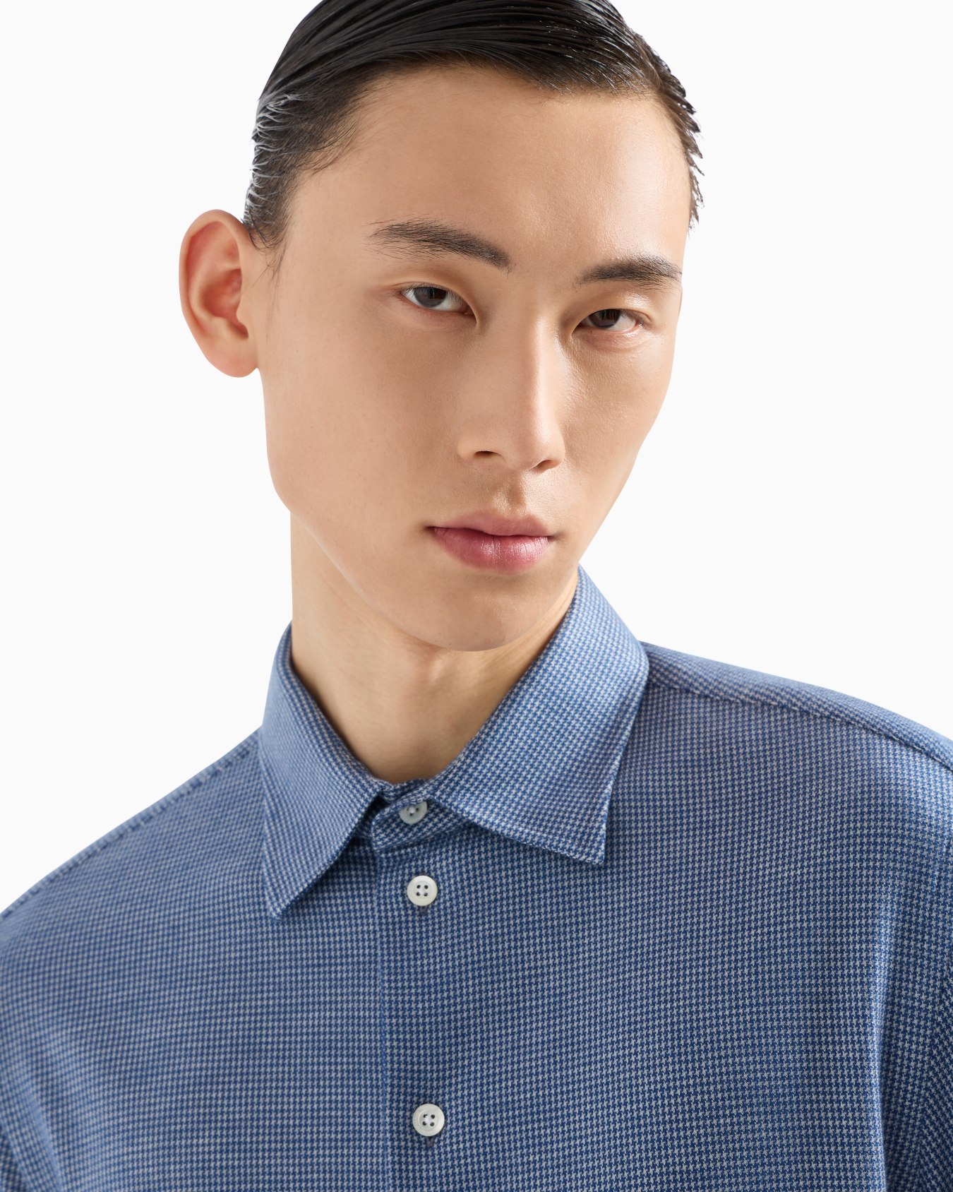 Chemise en jersey armuré en mélange de lyocell avec motif pied-de-poule ASV Diapositive 4