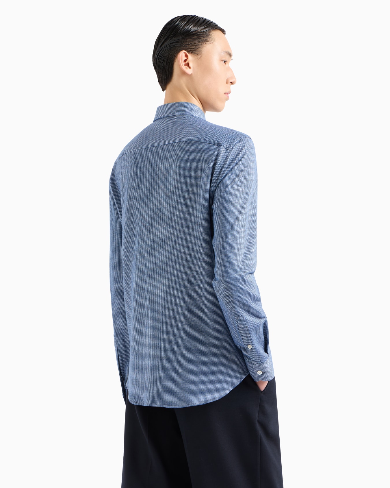 Chemise en jersey armuré en mélange de lyocell avec motif pied-de-poule ASV Diapositive 2