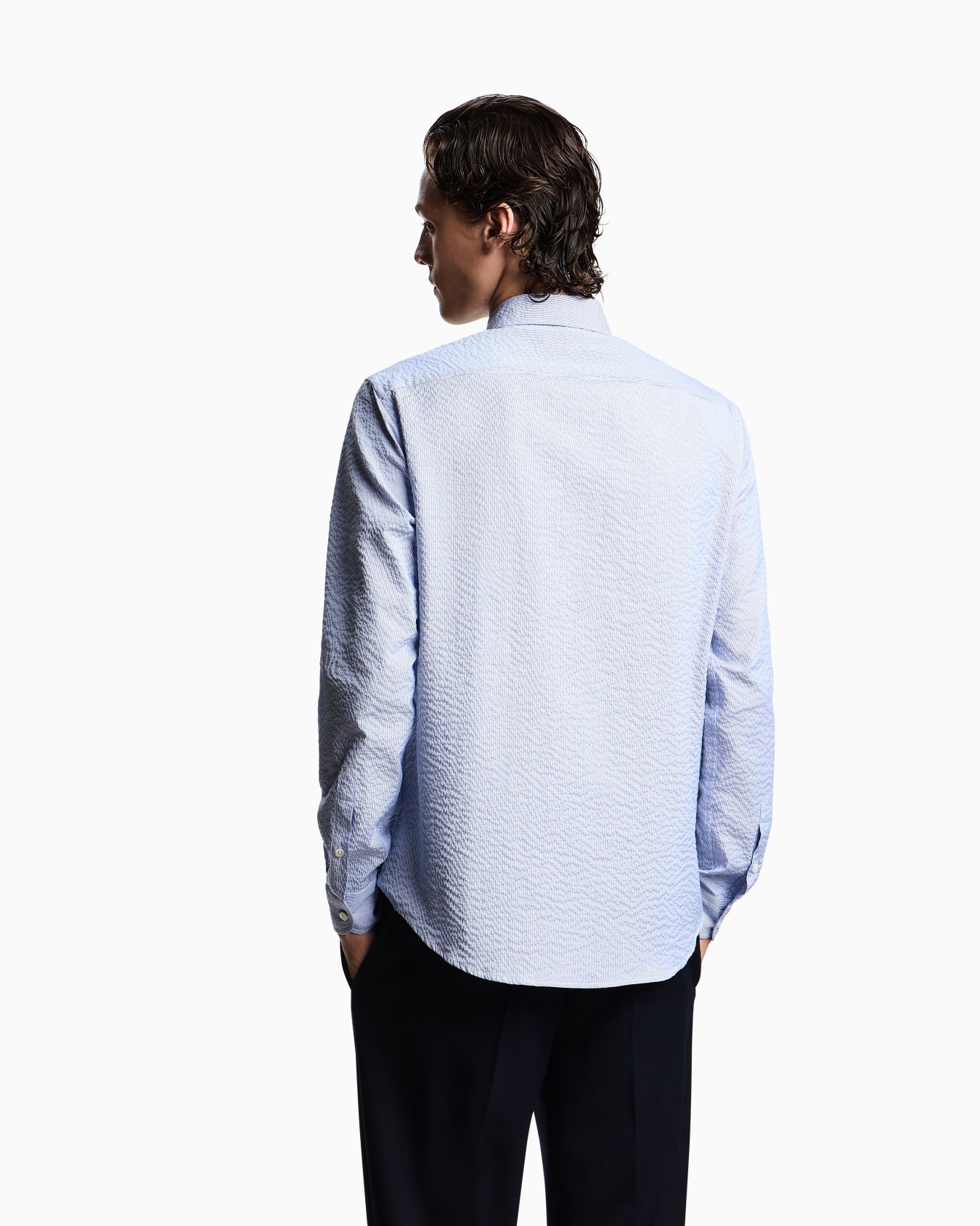Seersucker-finish jacquard cotton shirt Slide 2