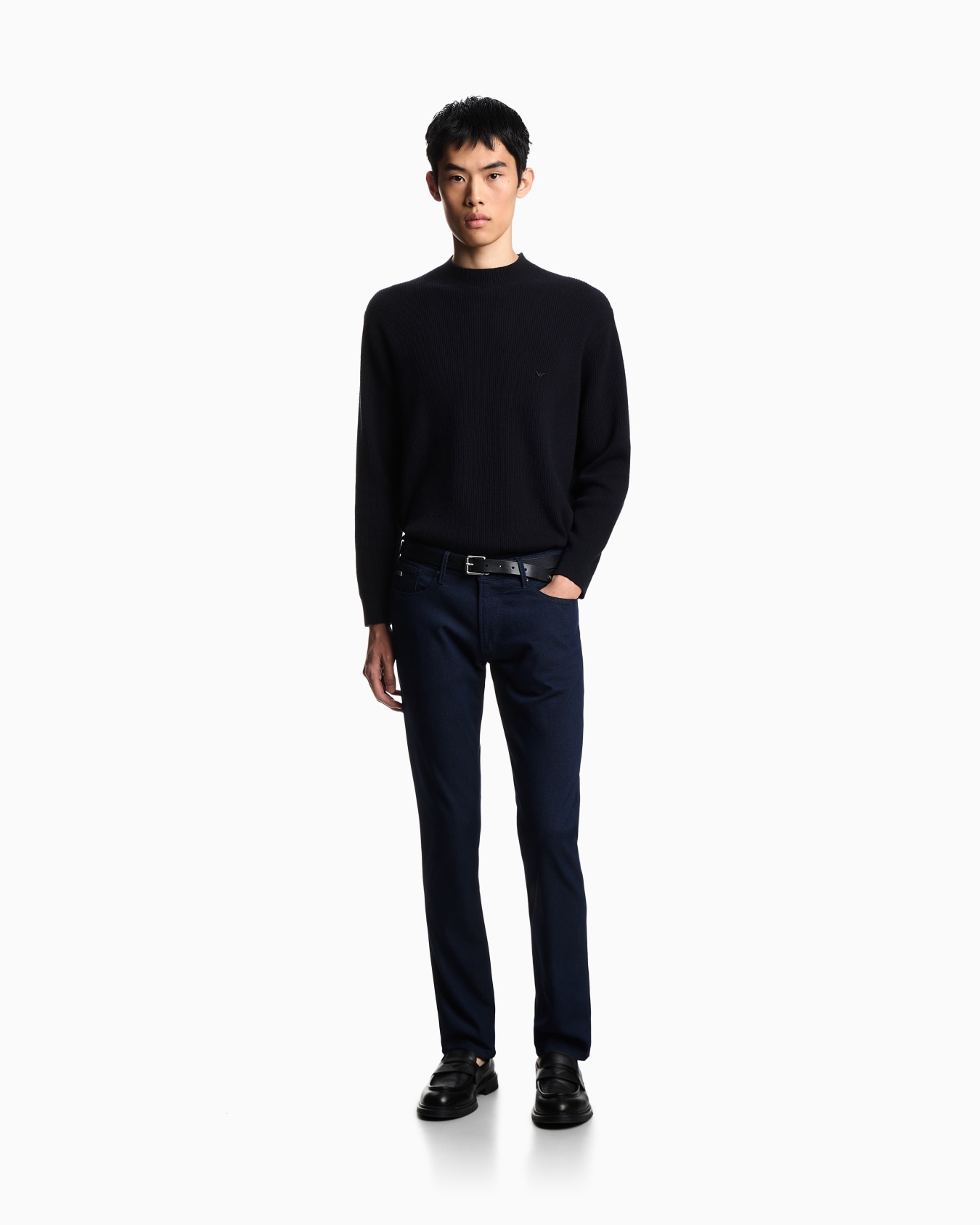 J06 slim-fit, micro polka-dot denim jeans Slide 1