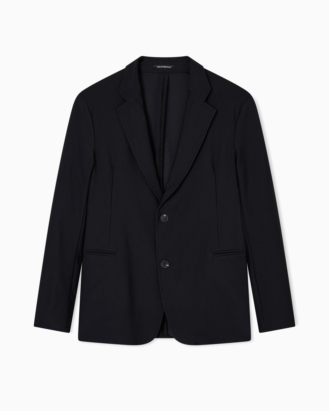 Single-breasted jacket in technical jersey with a 3D micro-textured effect Slide 0
