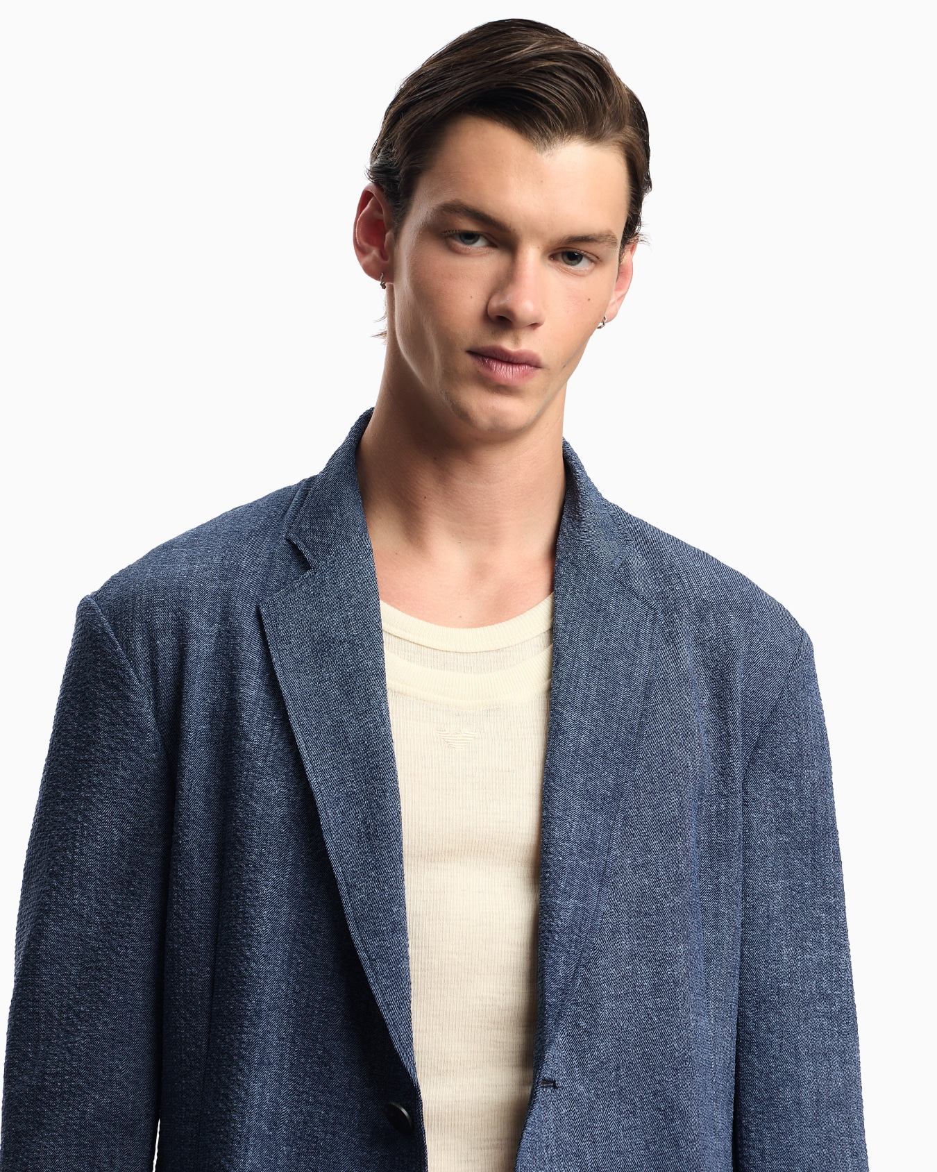 Printed seersucker single-breasted blazer Slide 4