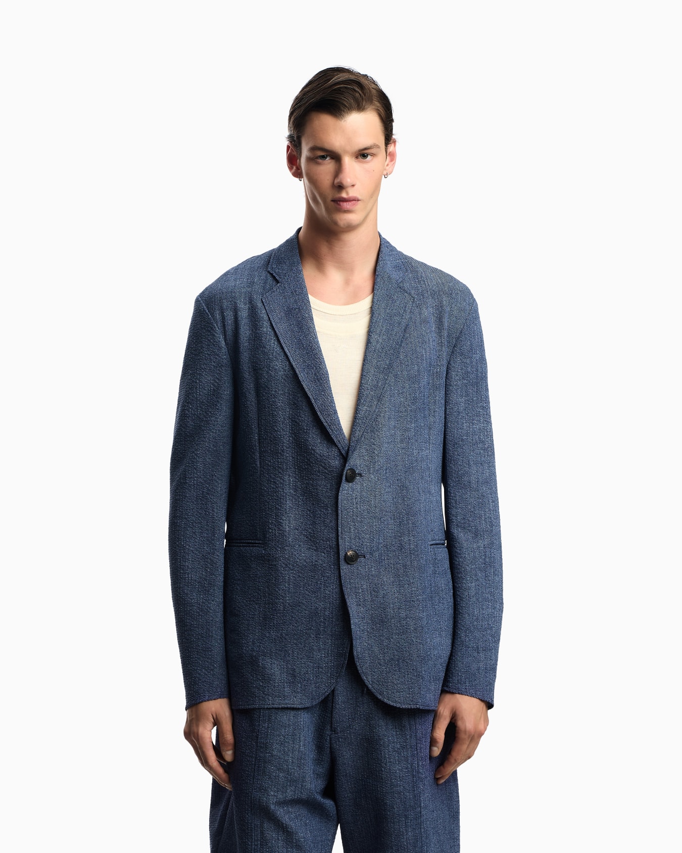 Printed seersucker single-breasted blazer Slide 3