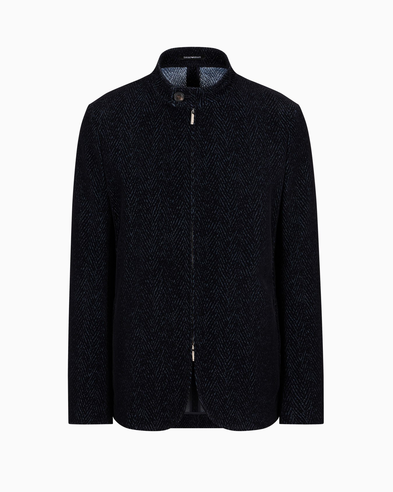 Guru-collared, zip-up mesh jacket with all-over chevron flock print Slide 0