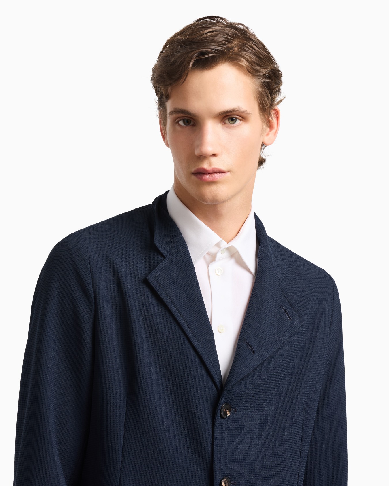 Chaqueta con cuello de tira y cierre descentrado de punto crepé efecto piqué 3D Icon Diapositiva 5