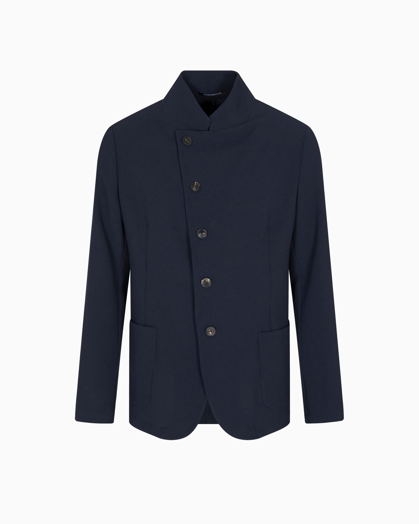 Chaqueta con cuello de tira y cierre descentrado de punto crepé efecto piqué 3D Icon Diapositiva 0