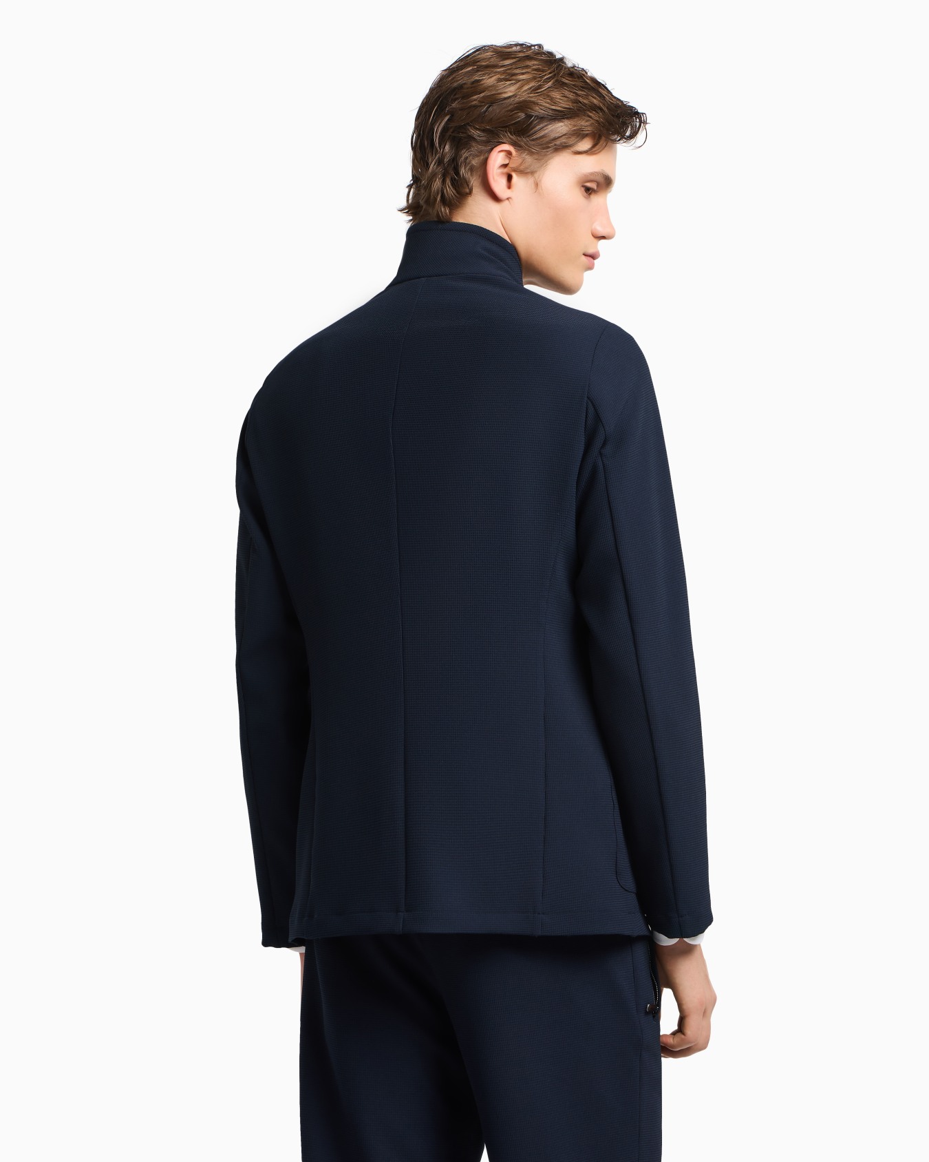 Chaqueta con cuello de tira y cierre descentrado de punto crepé efecto piqué 3D Icon Diapositiva 3