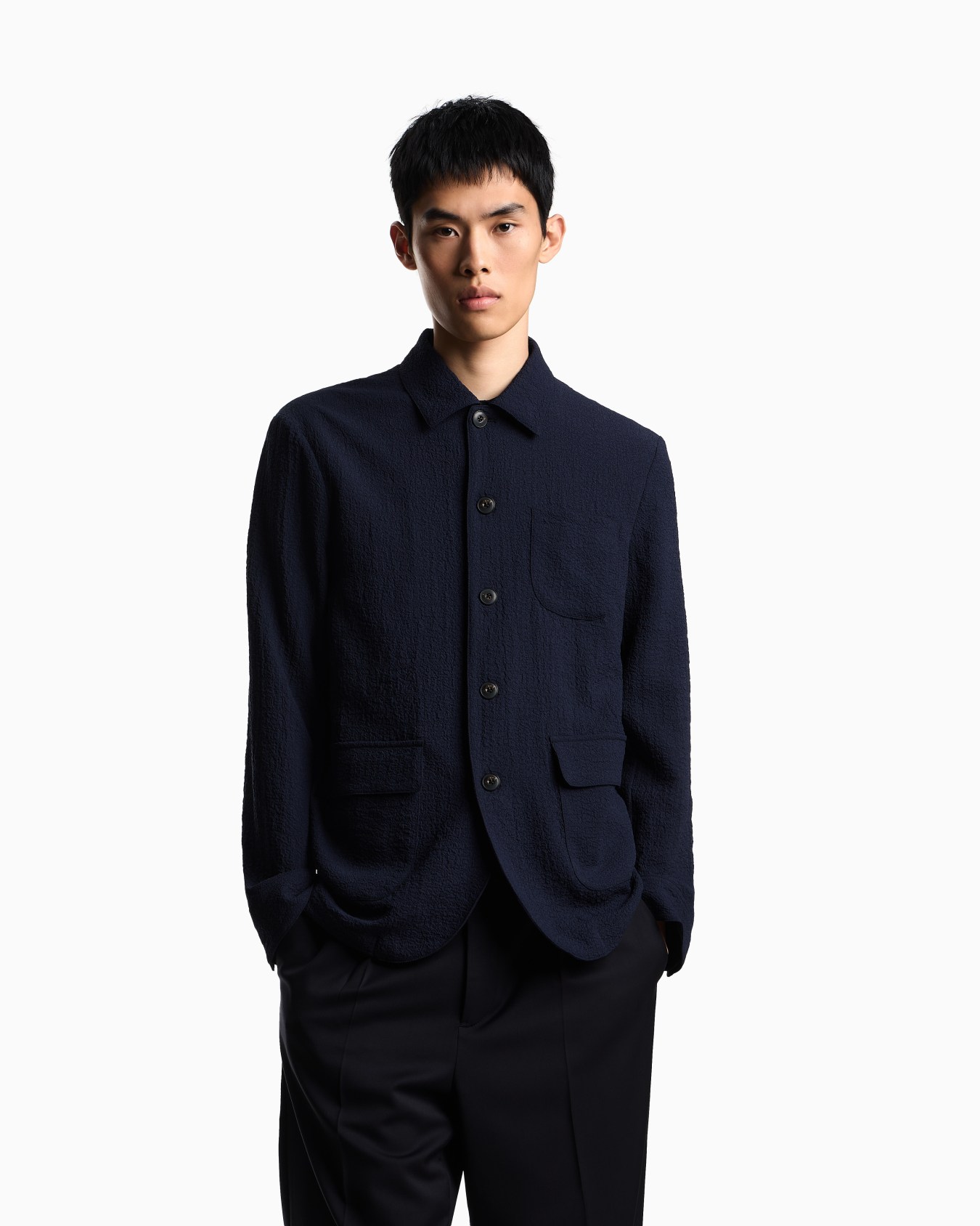 Veste chemise en tissu seersucker technique Diapositive 3