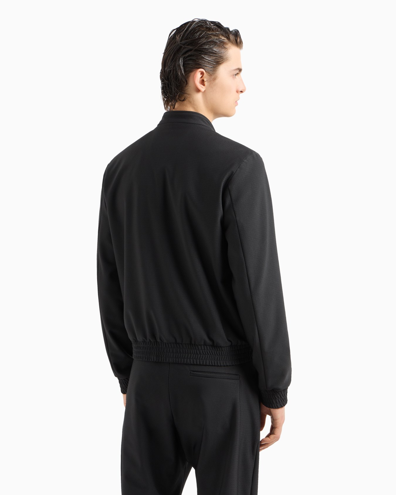 Technical-jersey guru collar blouson with 3D-effect micro pattern Slide 2
