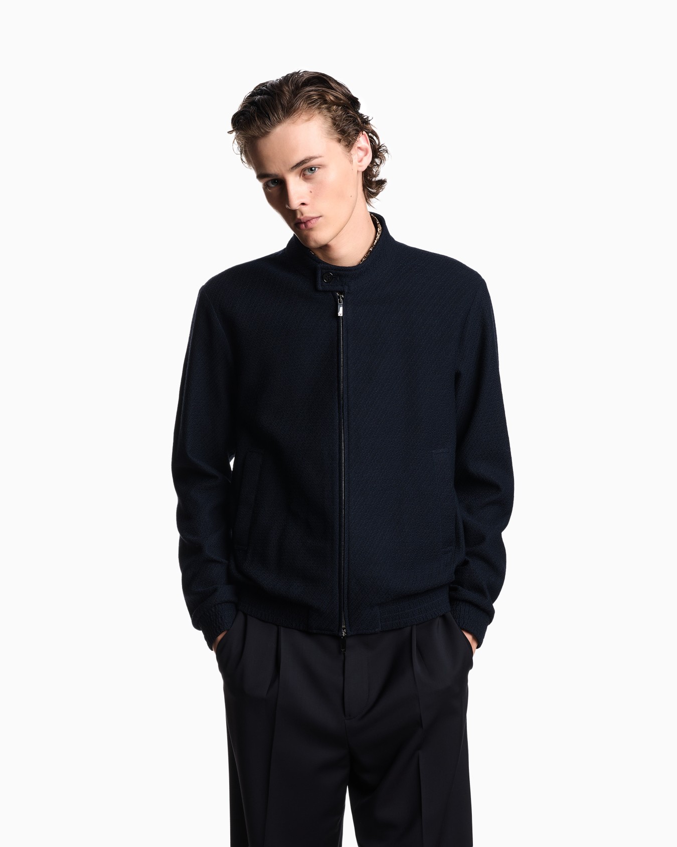 Icon wool-blend bouclé jersey blouson Slide 3