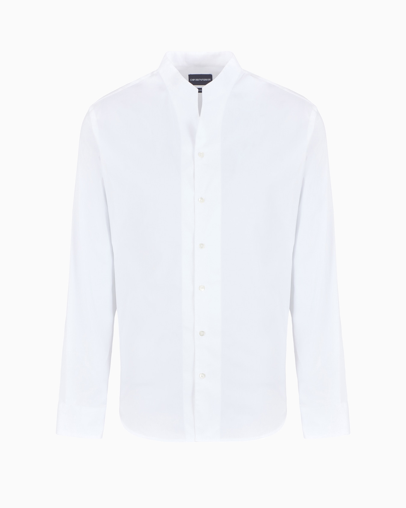 Stretch satin shirt with guru collar Slide 0