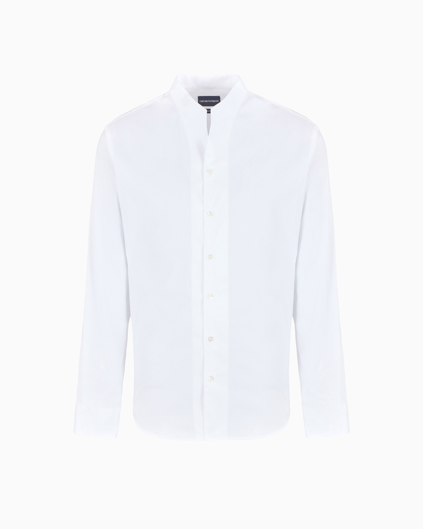 Stretch satin shirt with guru collar Slide 0