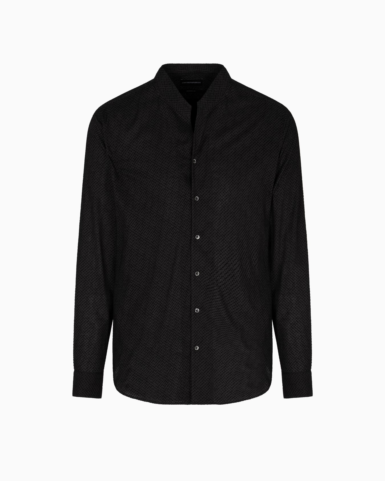 Shirt with guru collar in an all-over flocked print Slide 0