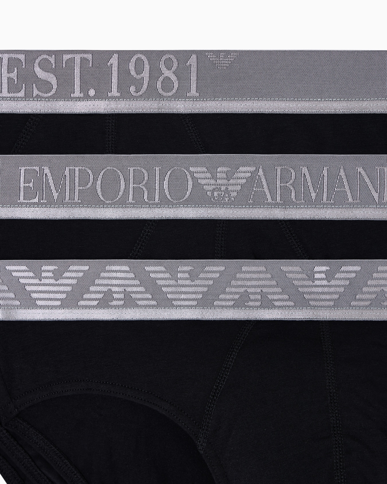 Paquete de tres calzoncillos slip de punto orgánico con banda con logotipo brillante ASV Diapositiva 3