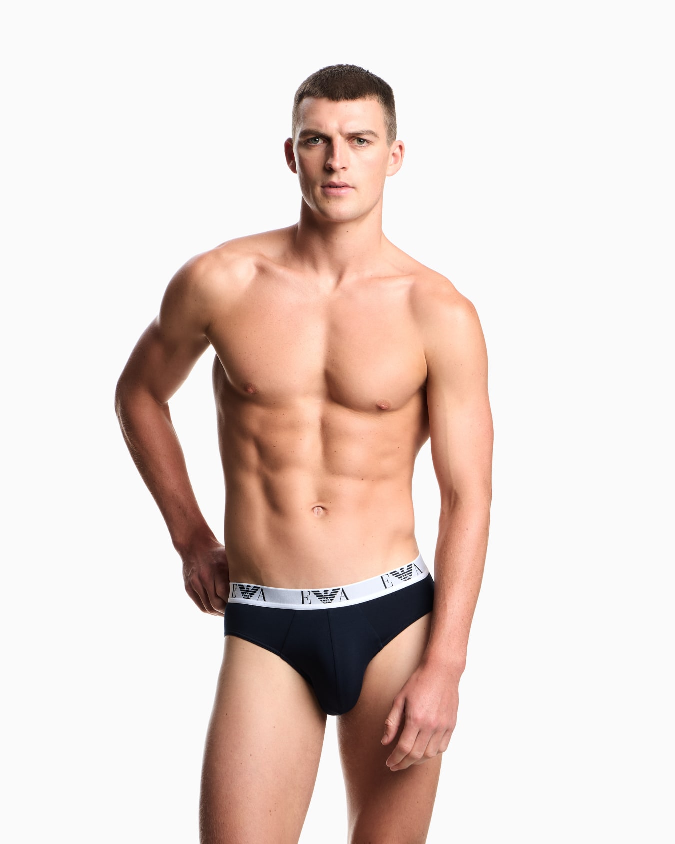 Three-pack of stretch jersey briefs with EA logoband Slide 1