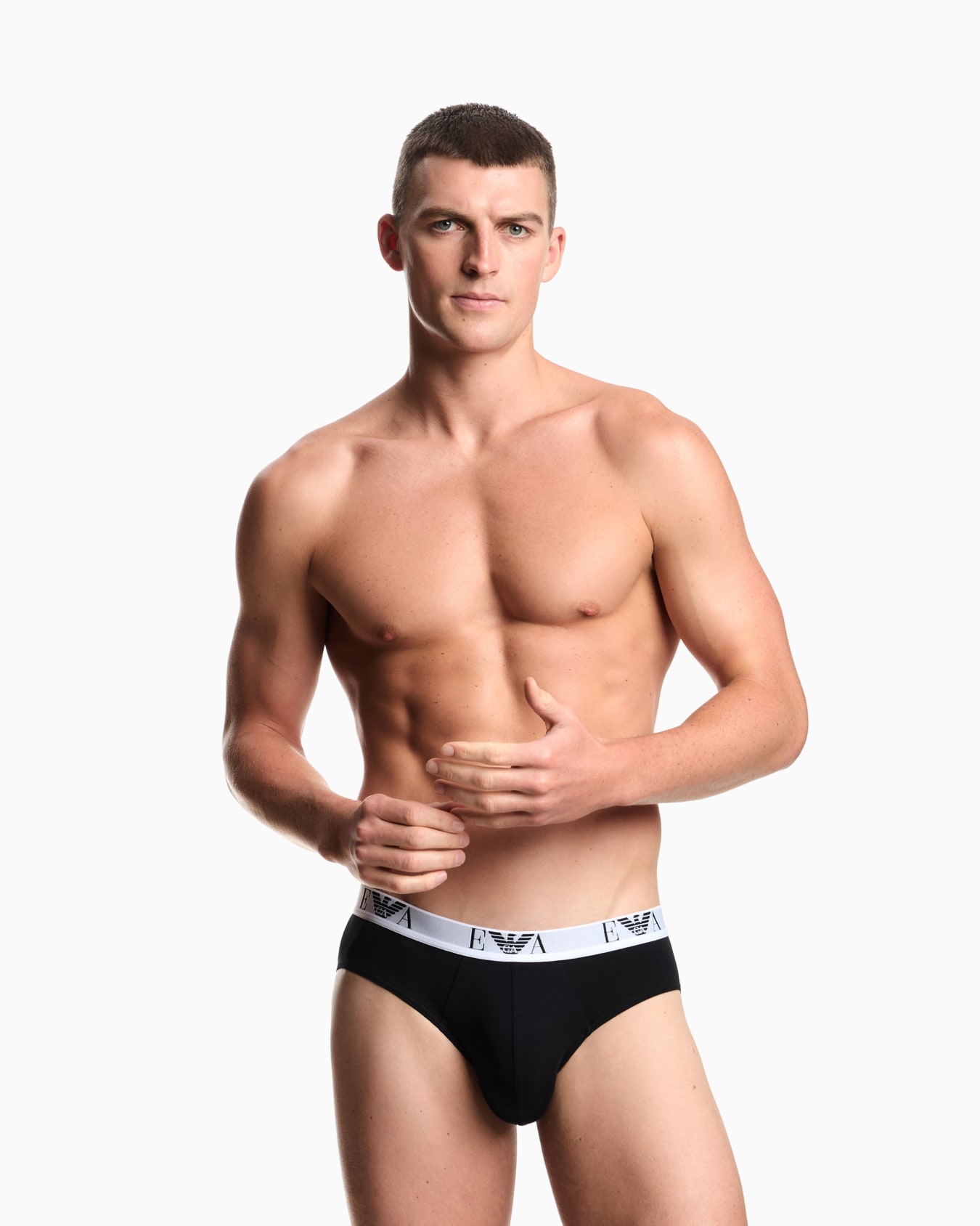 Lot de 3 slips en jersey stretch avec bande logo EA Diapositive 1