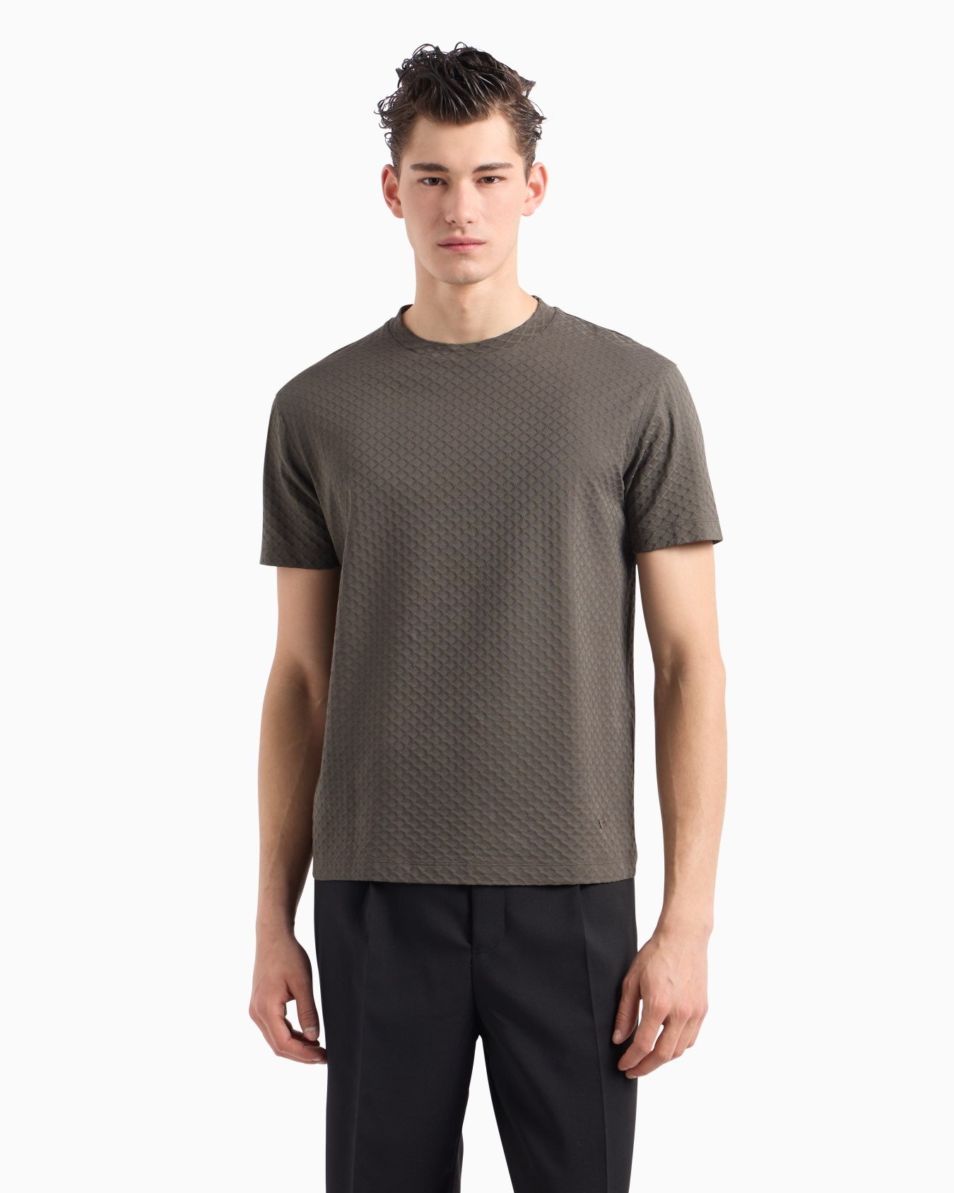 Jersey T-shirt with all-over jacquard pattern Slide 1