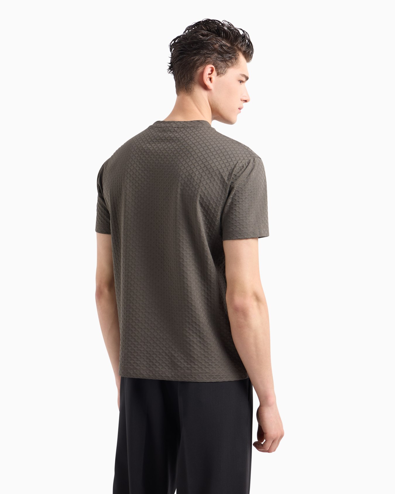 Jersey T-shirt with all-over jacquard pattern Slide 2