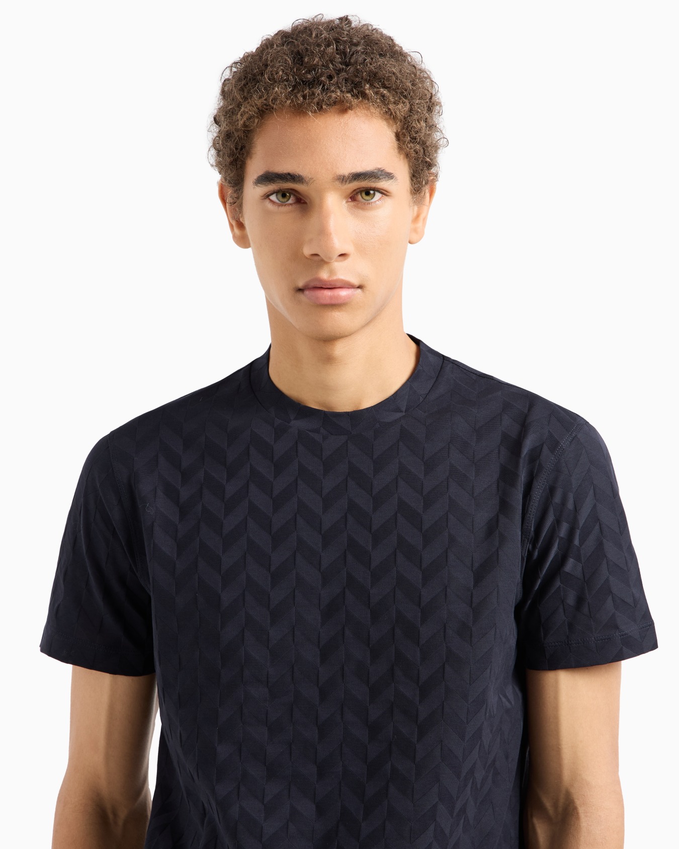 Jersey T-shirt with all-over jacquard pattern Slide 4