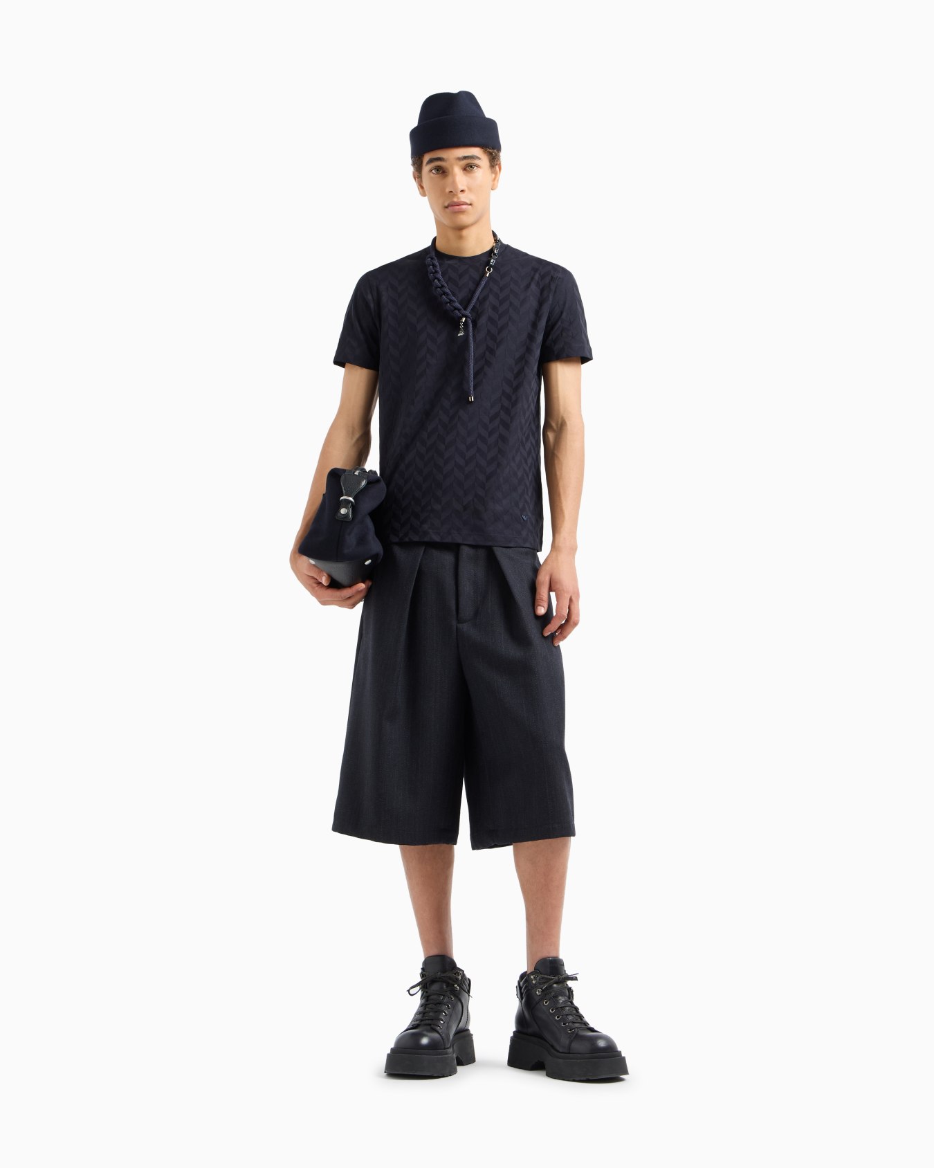 Jersey T-shirt with all-over jacquard pattern Slide 1