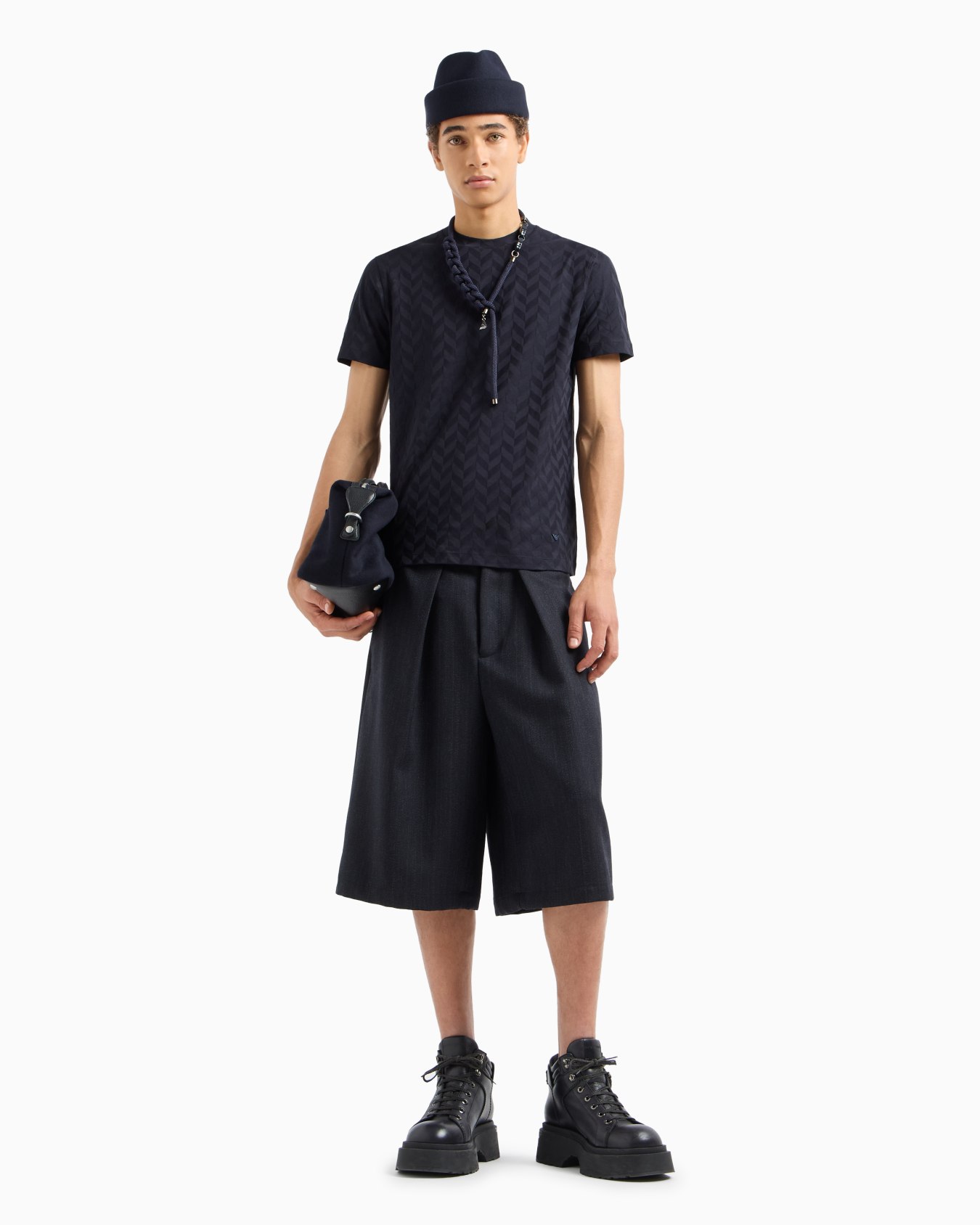 Jersey T-shirt with all-over jacquard pattern Slide 3