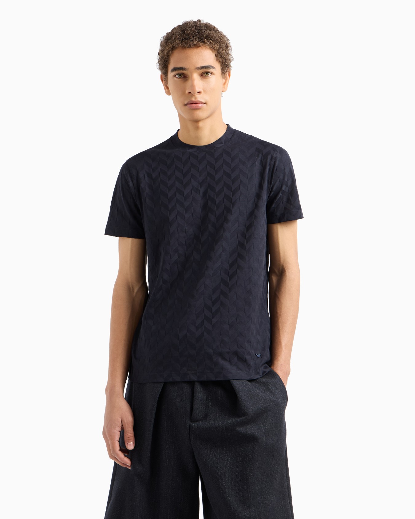 Jersey T-shirt with all-over jacquard pattern Slide 3