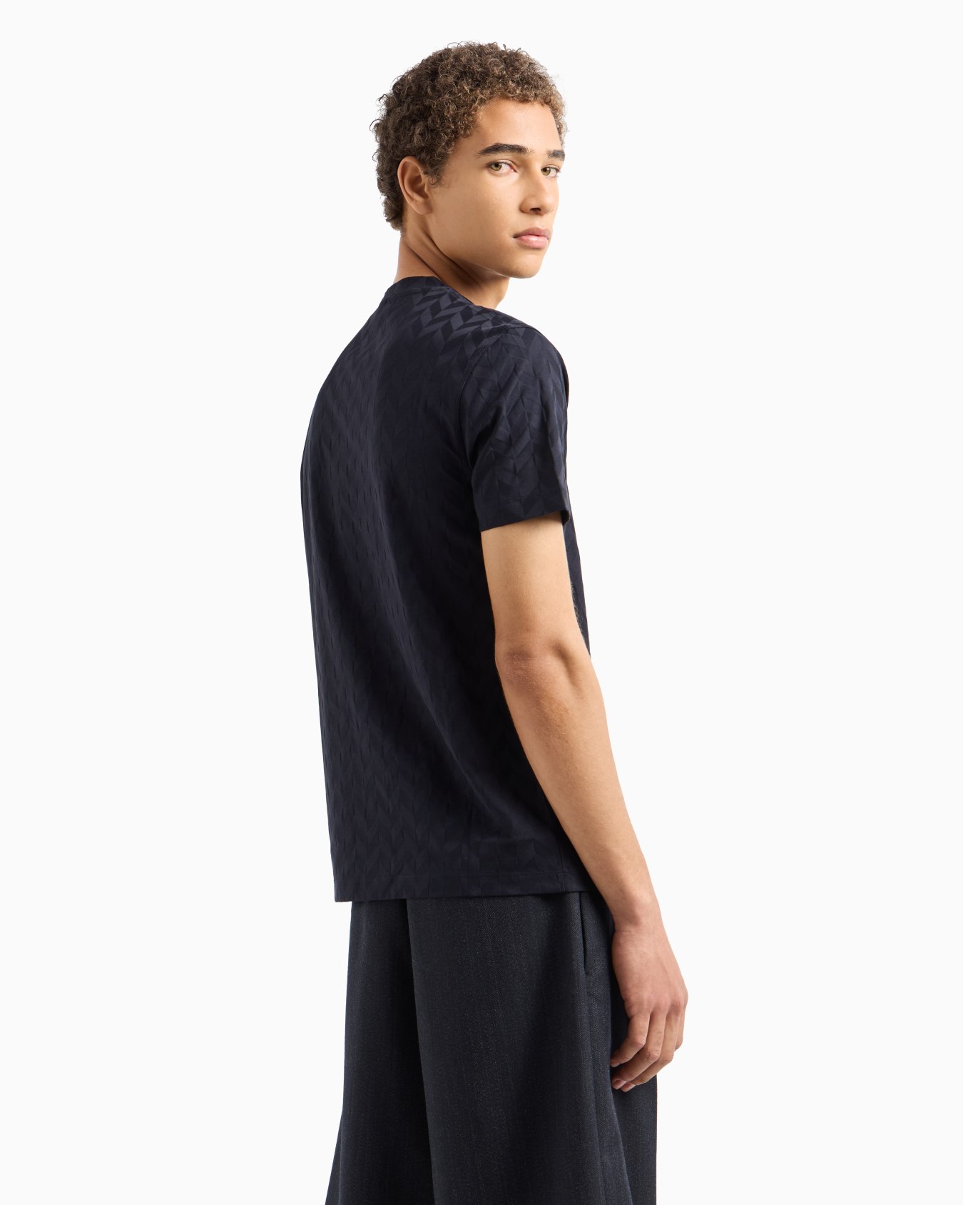 Jersey T-shirt with all-over jacquard pattern Slide 2