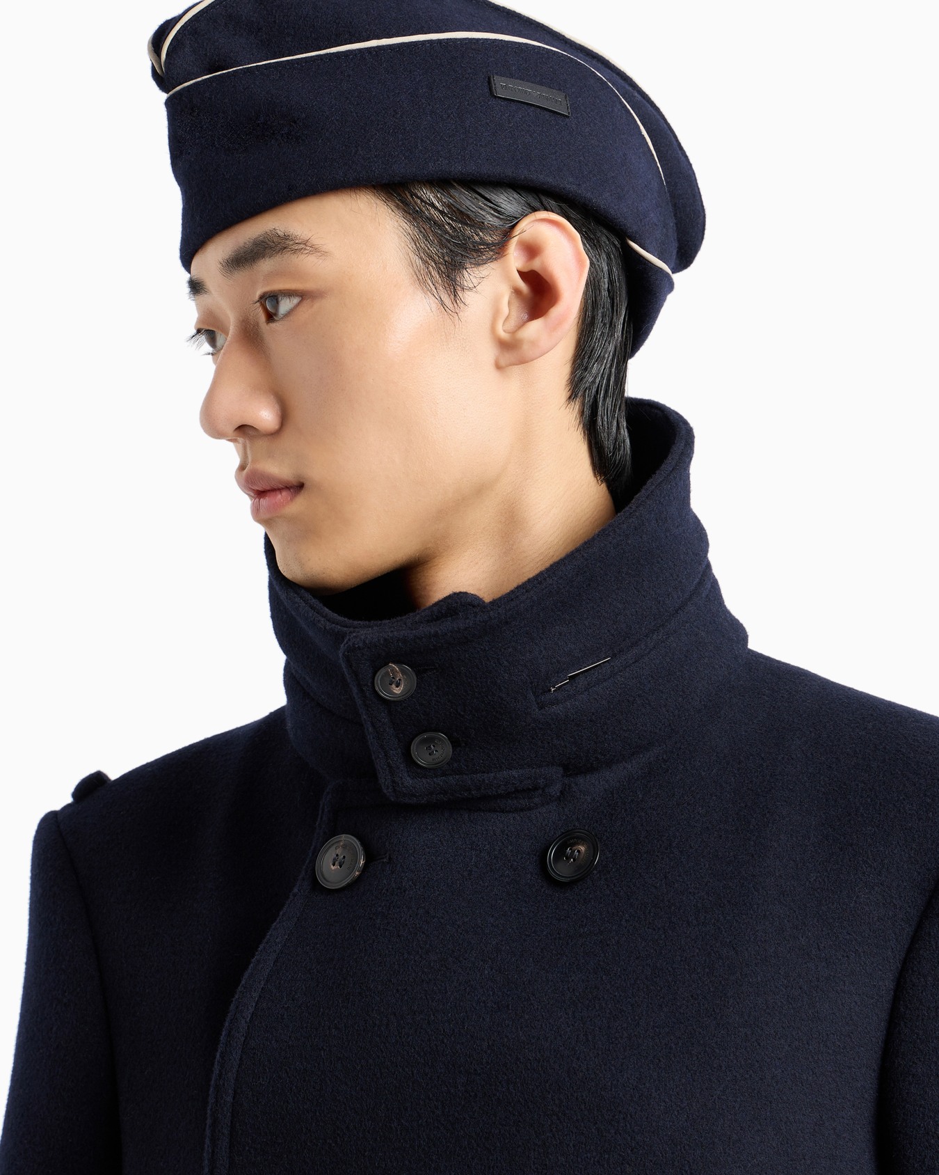 Double-breasted pea coat in Casentino wool Slide 5