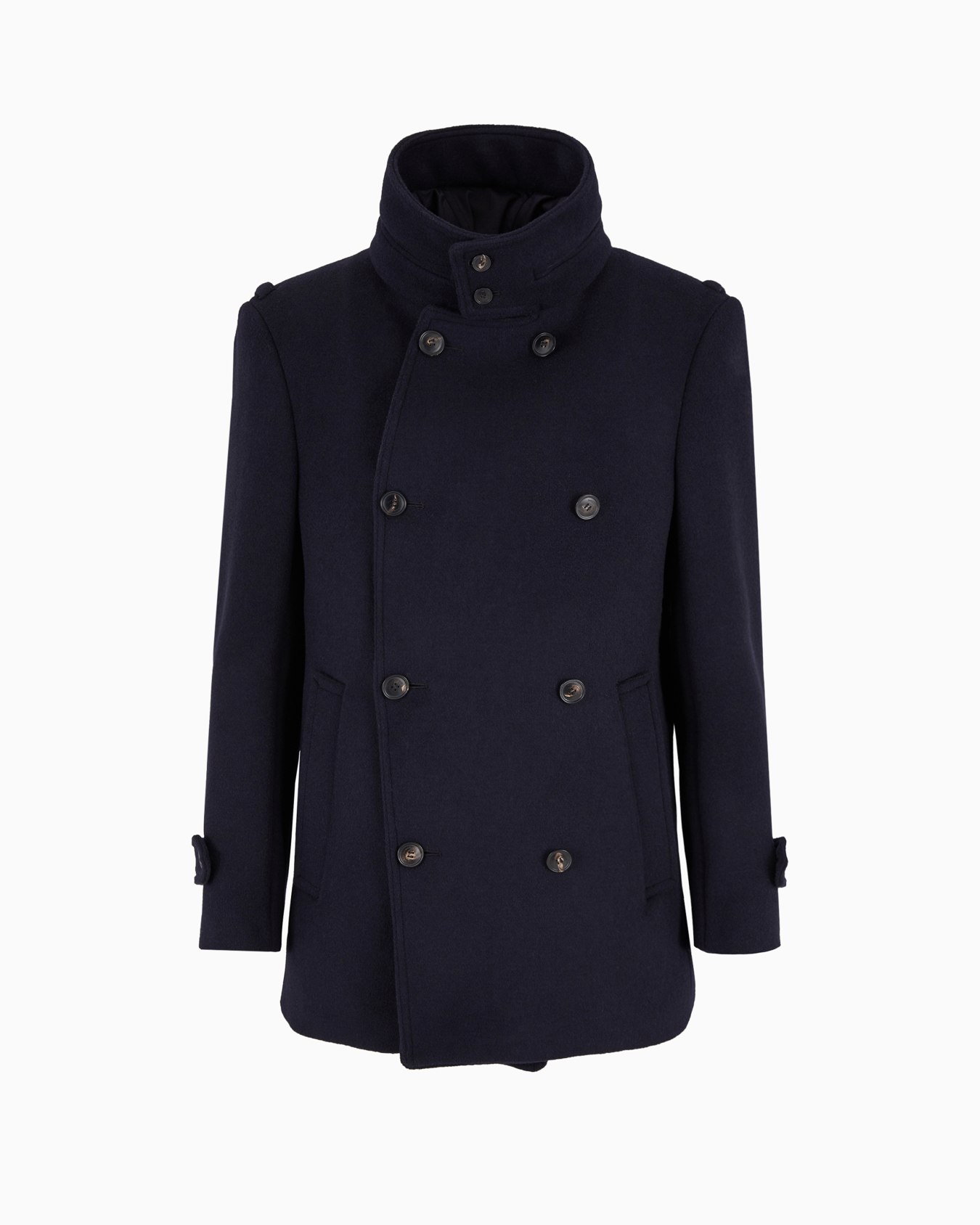 Double-breasted pea coat in Casentino wool Slide 0